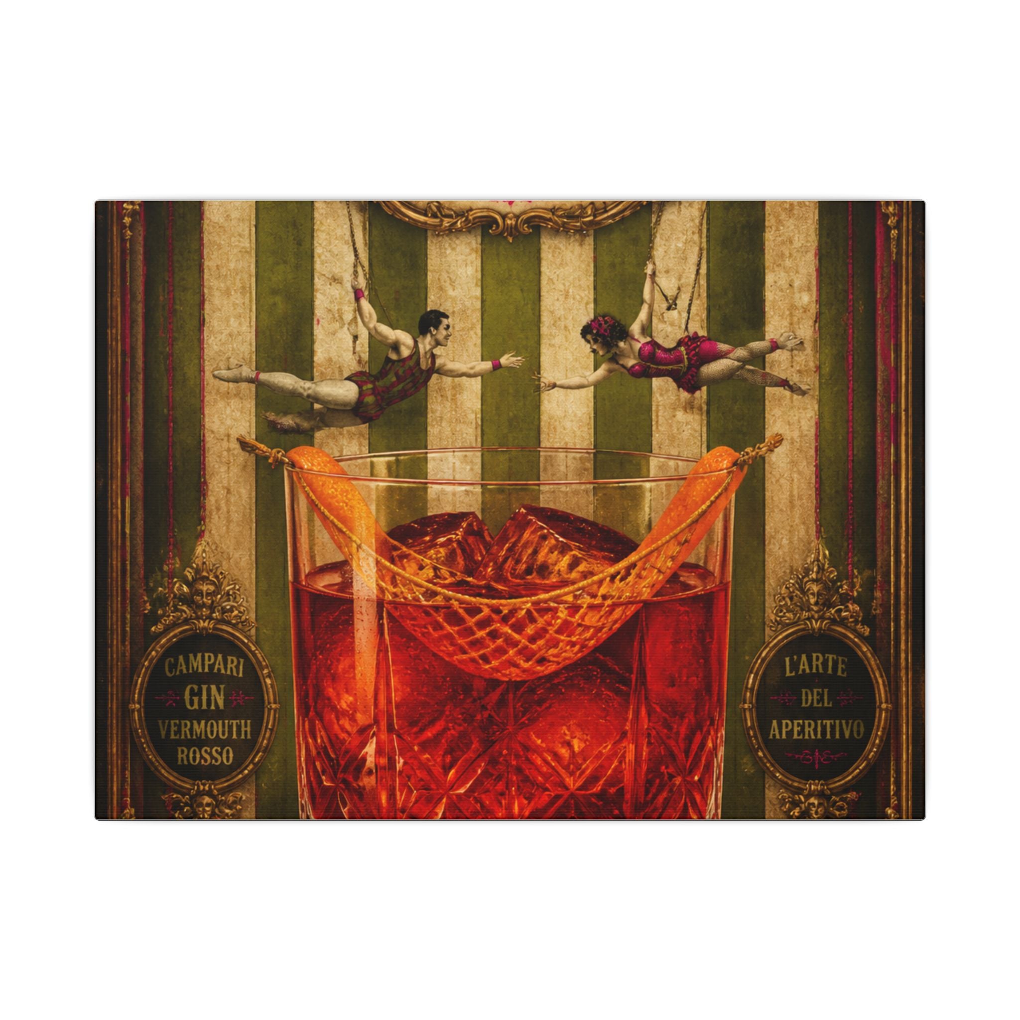 Negroni Trapeze Act Wall Art Canvas 24×36 Baroque Studio Decor Maximalist Print
