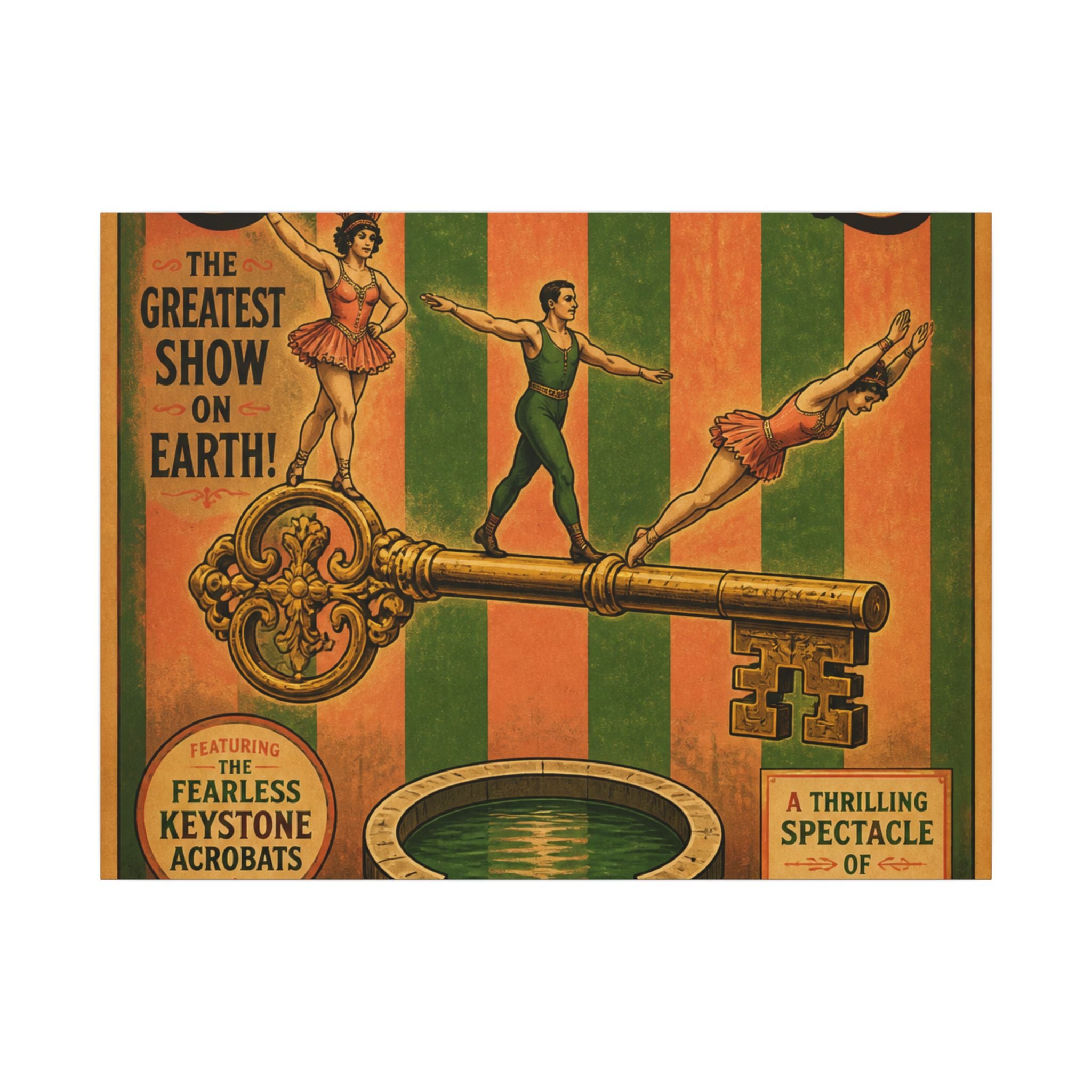 Giant Key Performance Wall Art Canvas 16×20 Vintage Circus Kitchen Decor Maximalist Print
