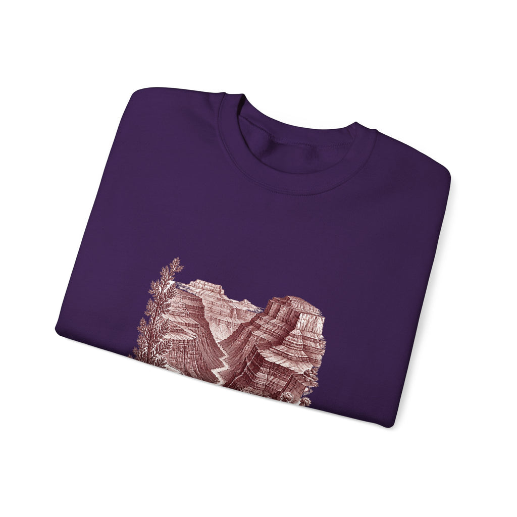 Matching Couple Sweatshirt - Lavender Fields & Canyon Matching Couple Crewneck Sweatshirt Vintage Art His Hers Wedding Gift - Design B