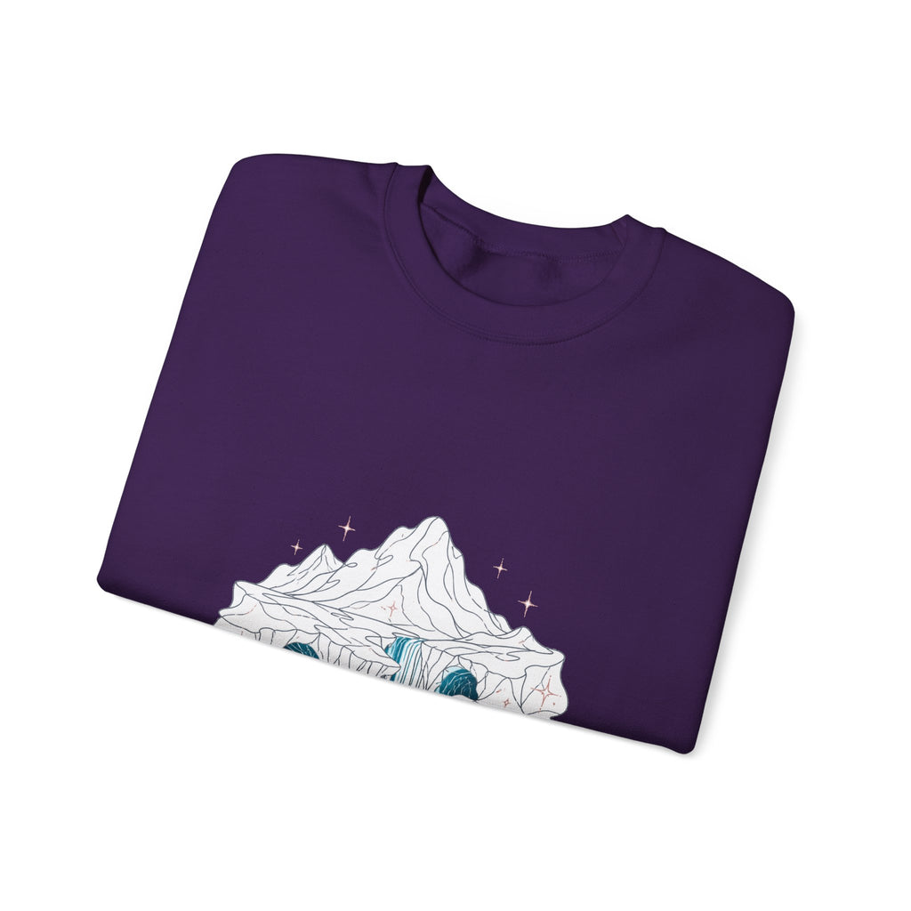 Matching Couple Sweatshirt - Volcano & Glacier Matching Couple Premium Fleece Sweatshirt Minimalist Art His Hers Christmas Gift - Design B