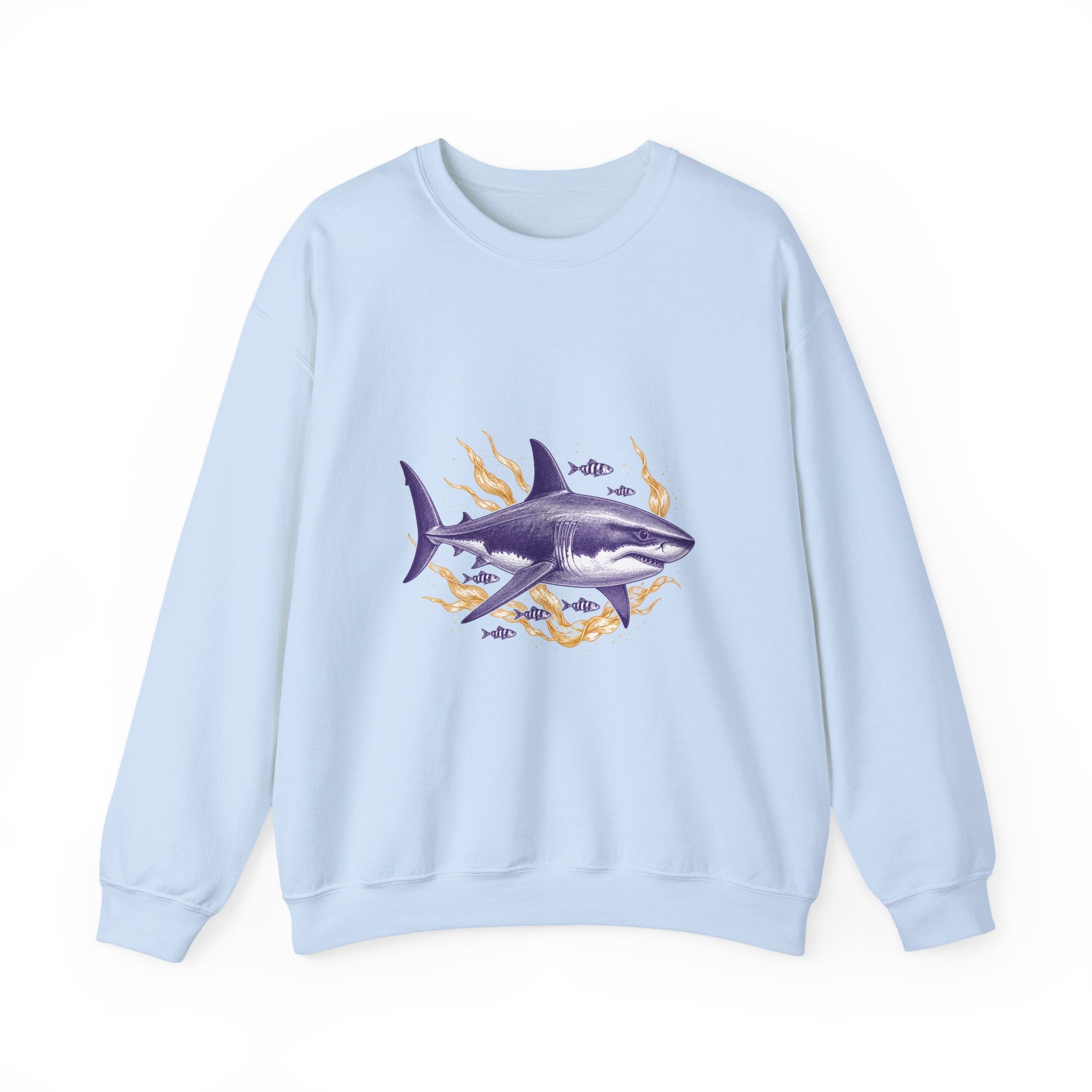 Matching Couple Sweatshirt - Shark & Dolphin Matching Couple Crewneck Sweatshirt Vintage Art His Hers Wedding Gift - Design A