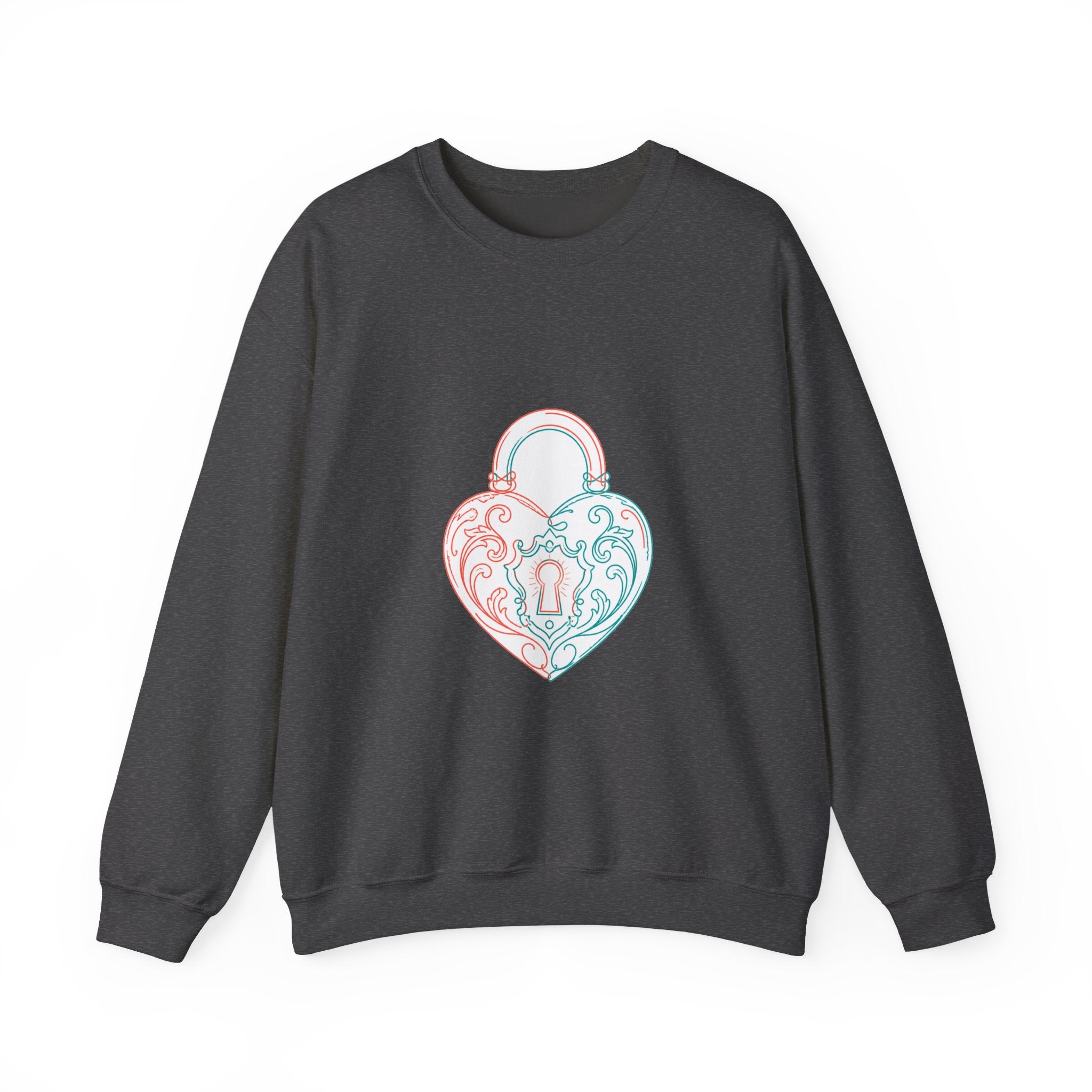 Matching Couple Sweatshirt - Key & Lock Matching Couple Crewneck Sweatshirt Minimalist Art His Hers Valentine Gift - Design B