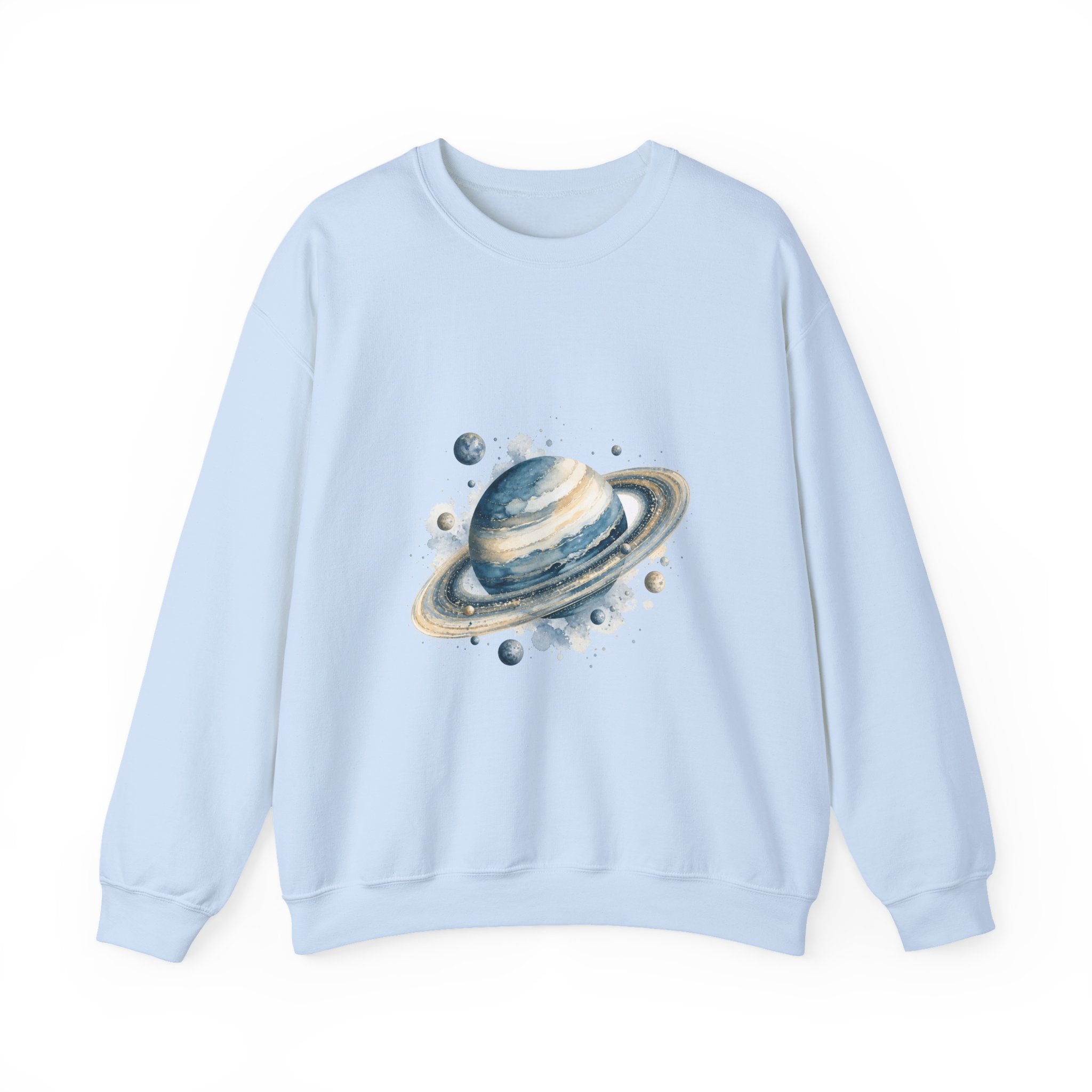 Matching Couple Sweatshirt - Astronaut & Planet Matching Couple Crewneck Sweatshirt Watercolor Art His Hers Engagement Gift - Design B