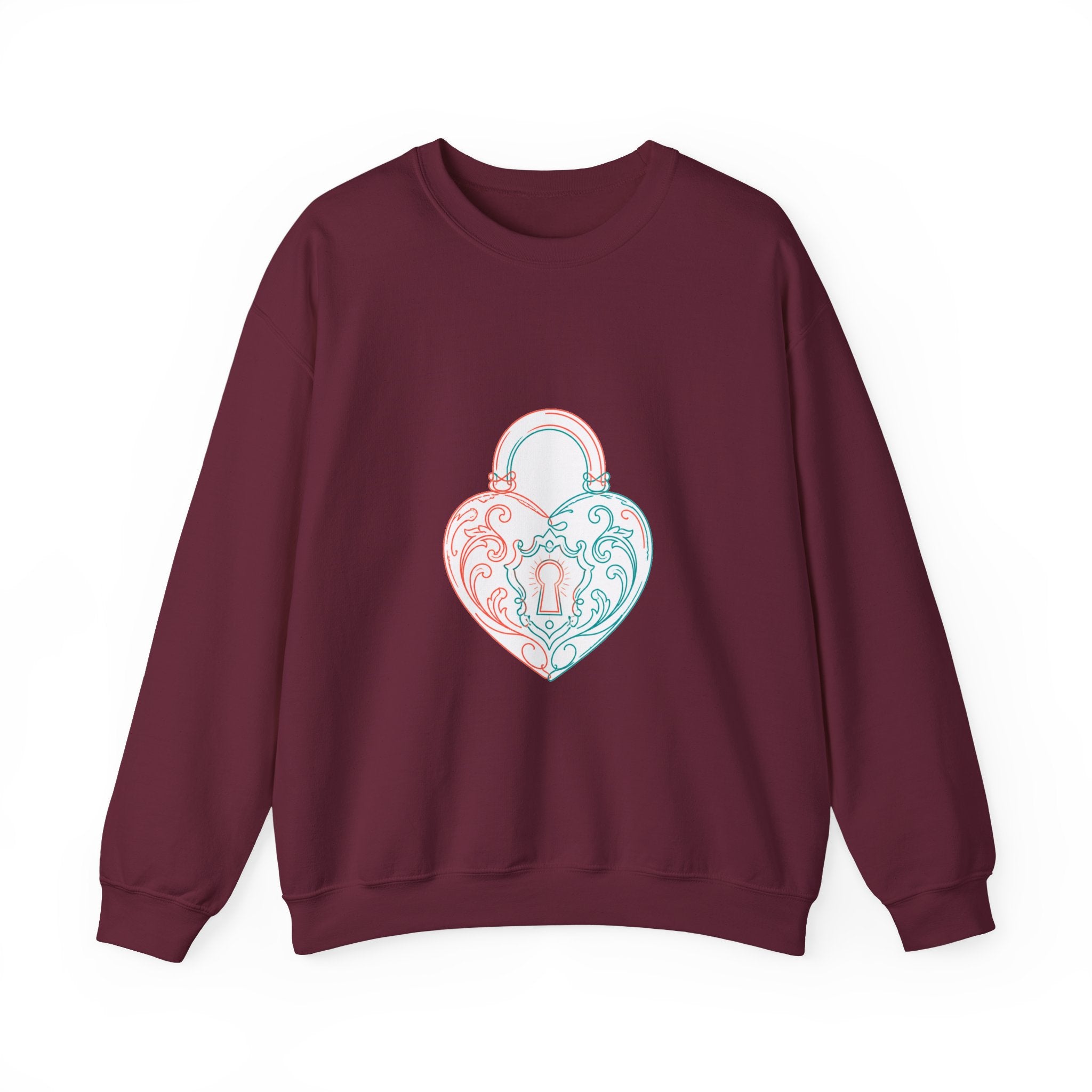 Matching Couple Sweatshirt - Key & Lock Matching Couple Crewneck Sweatshirt Minimalist Art His Hers Valentine Gift - Design B