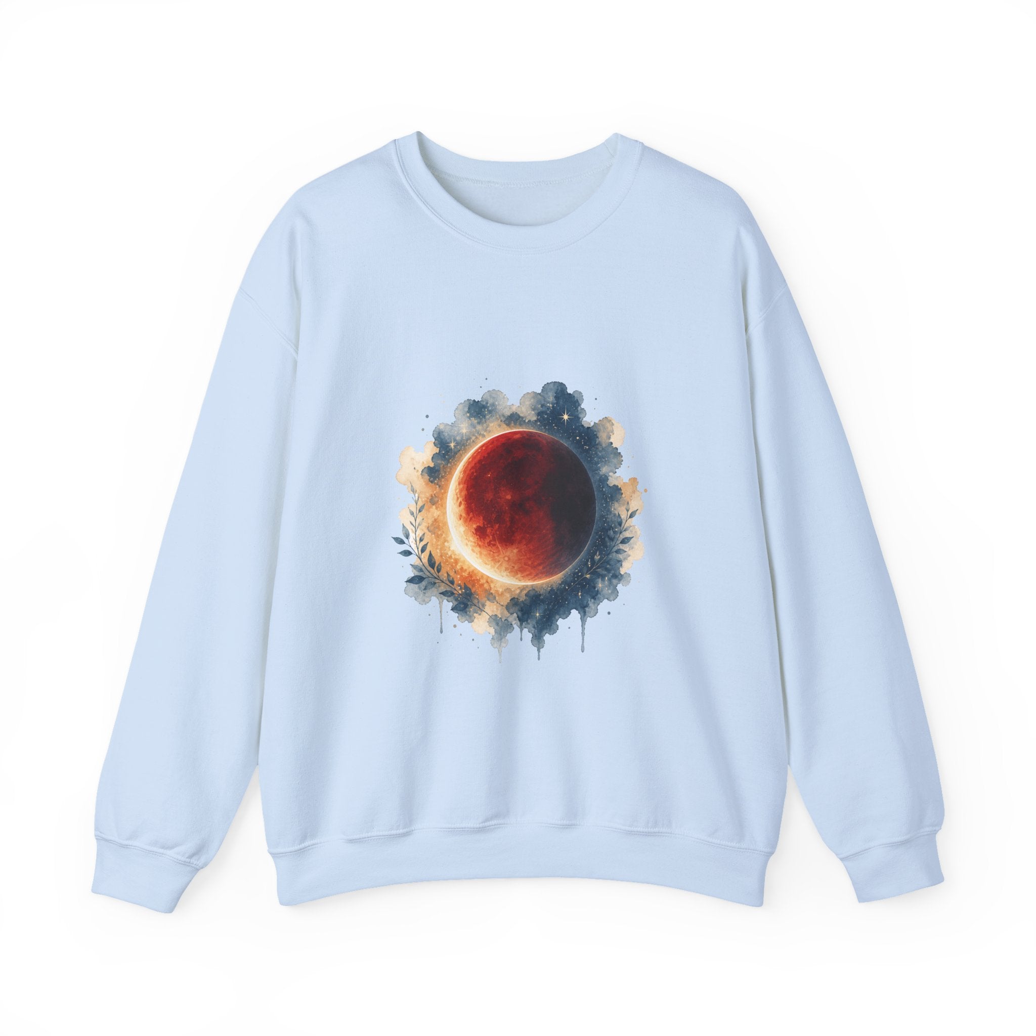 Matching Couple Sweatshirt - Solar & Lunar Eclipse Matching Couple Comfort Colors Crew Watercolor Art His Hers Birthday Gift - Design B