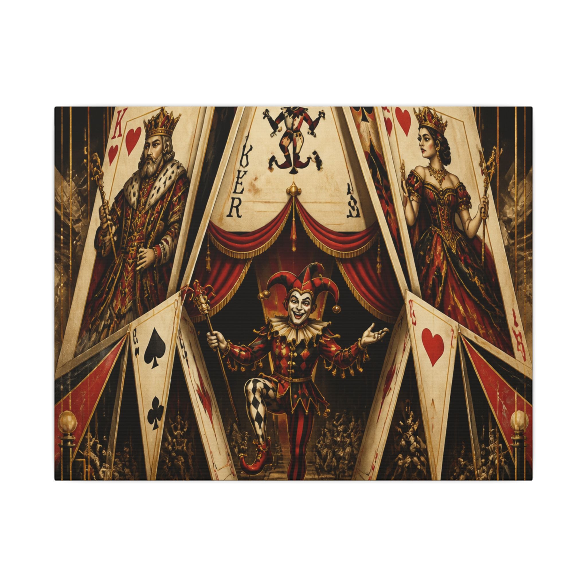 Playing Cards Tent Wall Art Canvas 24×36 Art Deco Bar Area Decor Maximalist Print