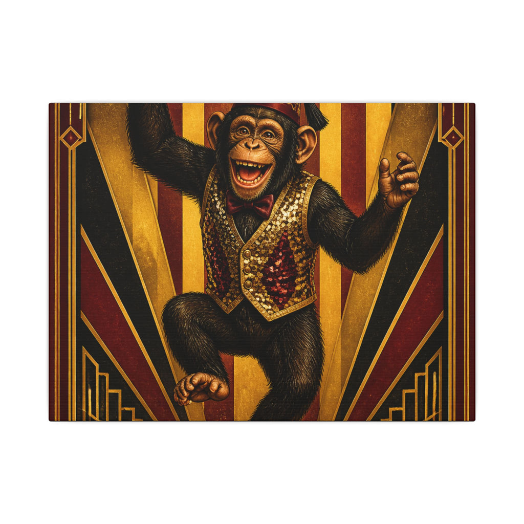 Dancing Monkey Wall Art Canvas 24×36 Art Deco Bar Area Decor Maximalist Print