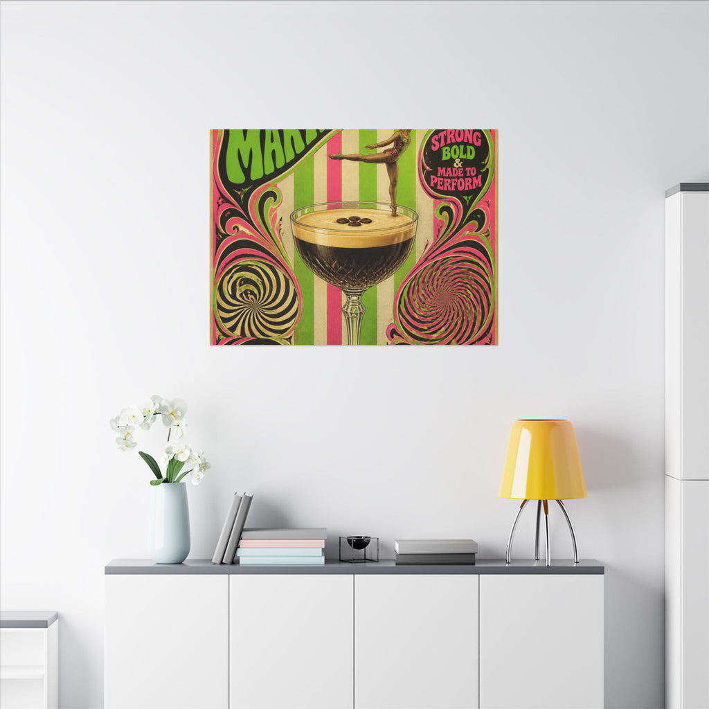 Espresso Martini Acrobat Wall Art Canvas 24×36 Psychedelic Dining Room Decor Maximalist Print
