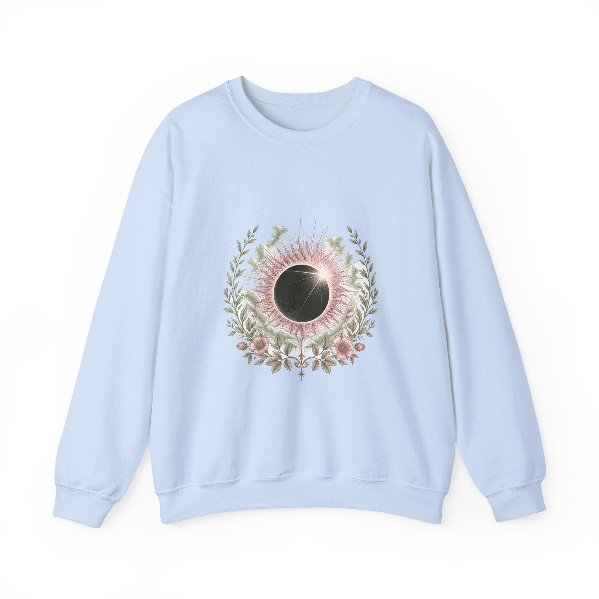 Matching Couple Sweatshirt - Solar & Lunar Eclipse Matching Couple Crewneck Sweatshirt Vintage Art His Hers Wedding Gift - Design A