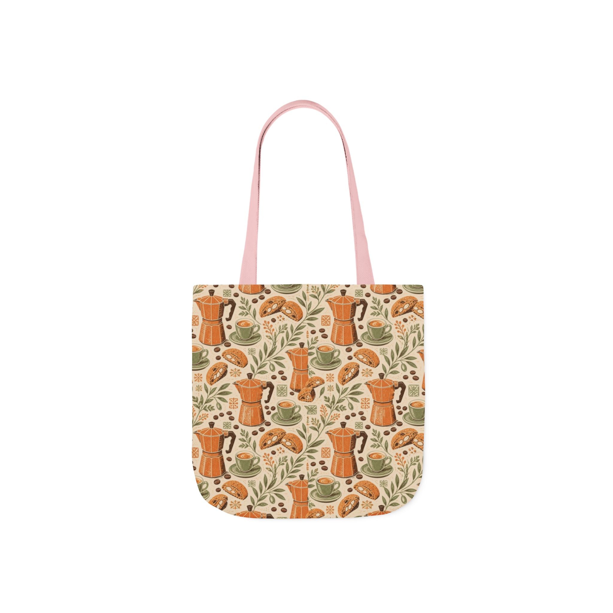 Espresso Moka Pot Canvas Tote Bag Mediterranean Kitchen Linocut Design Italian Cottagecore Gift