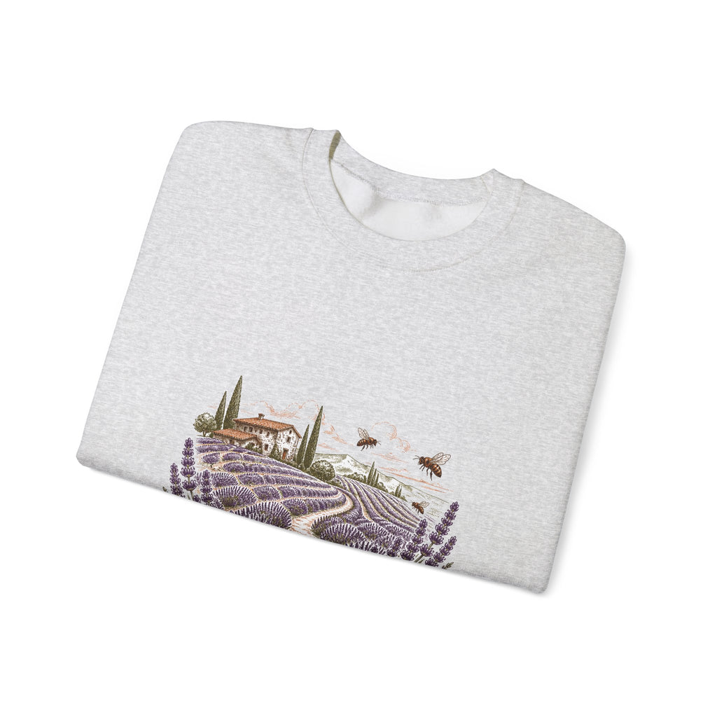 Matching Couple Sweatshirt - Lavender Fields & Canyon Matching Couple Premium Fleece Sweatshirt Hand-Drawn Art His Hers Anniversary Gift - Design A
