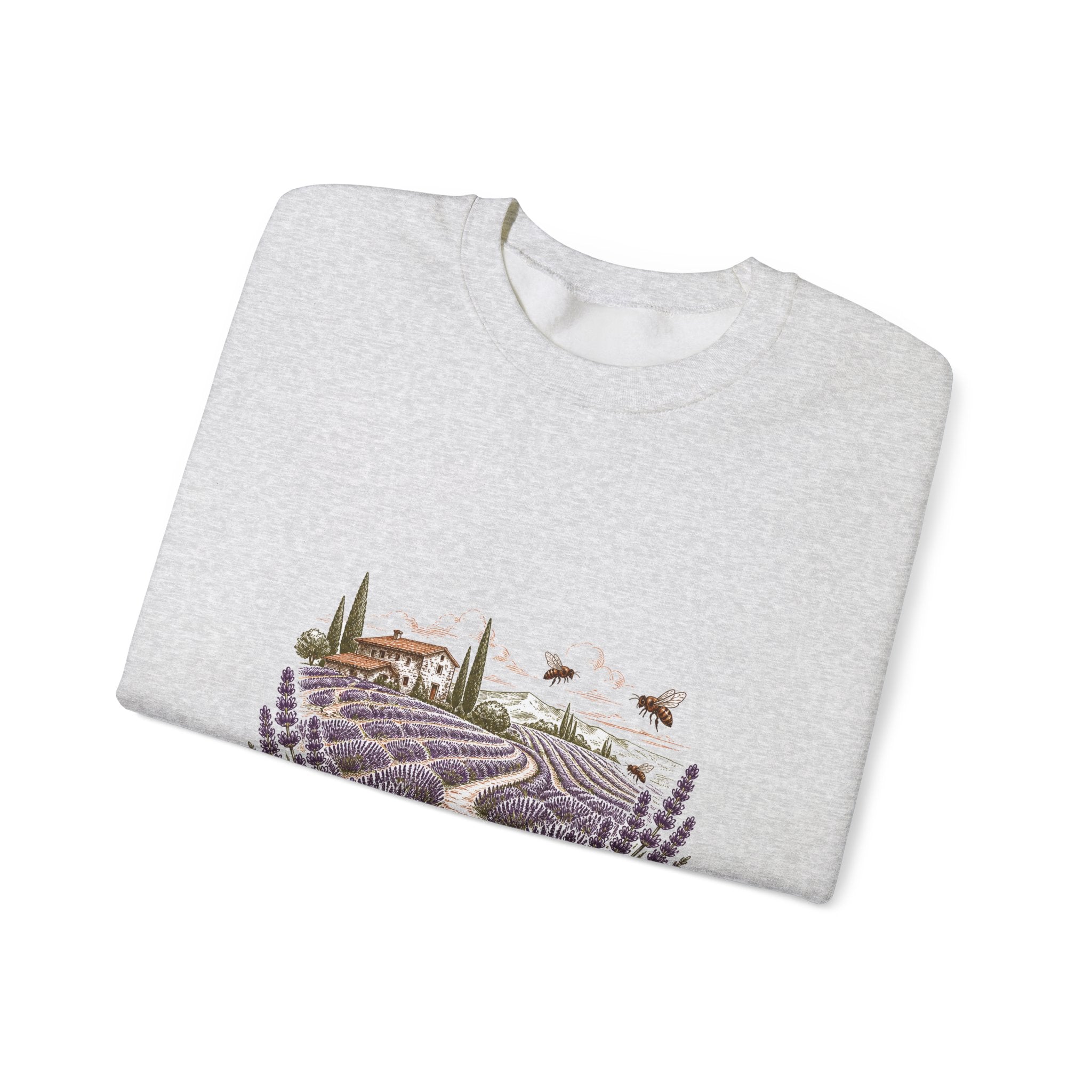 Matching Couple Sweatshirt - Lavender Fields & Canyon Matching Couple Premium Fleece Sweatshirt Hand-Drawn Art His Hers Anniversary Gift - Design A