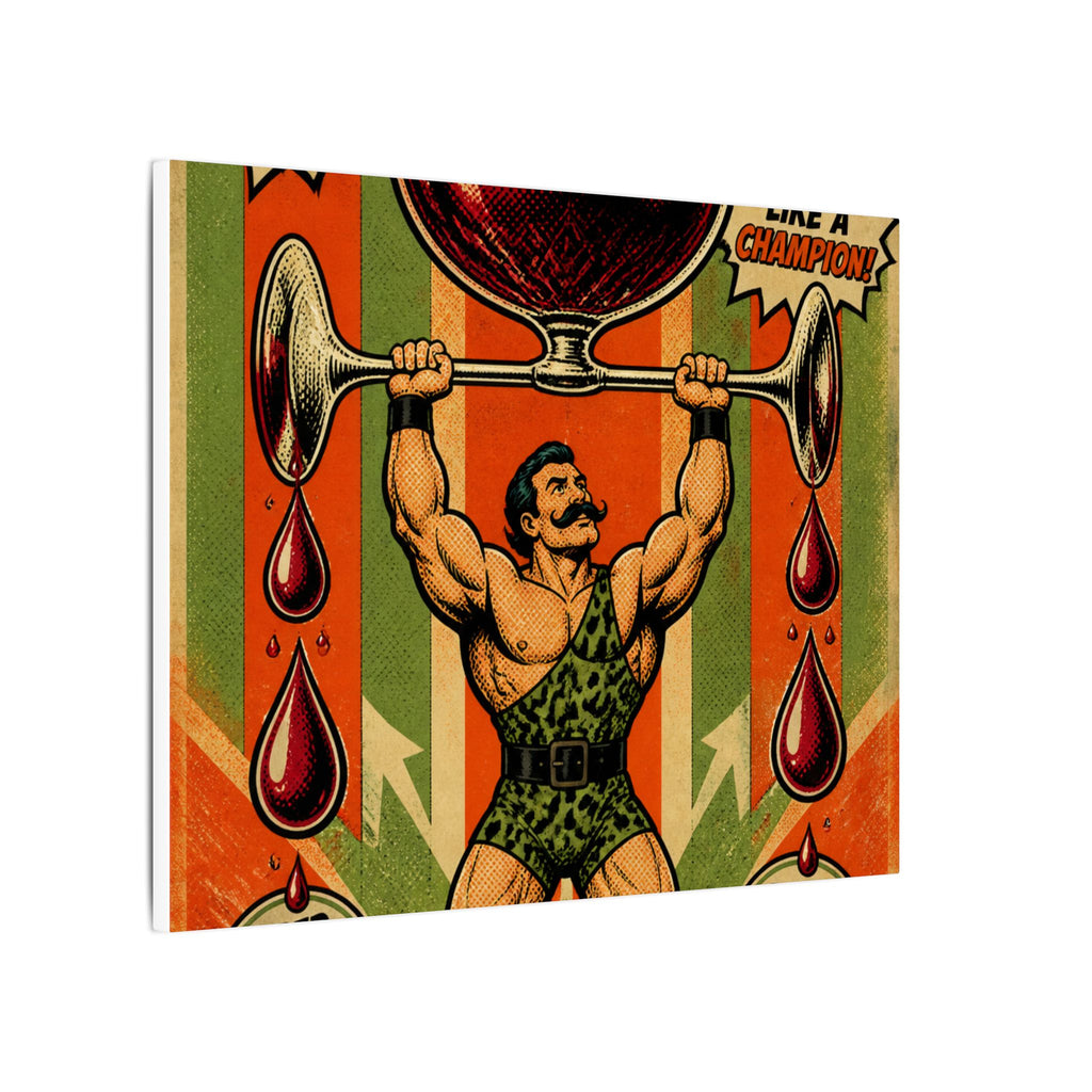 Wine Glass Strongman Wall Art Canvas 24×36 Pop Art Restaurant Decor Maximalist Print