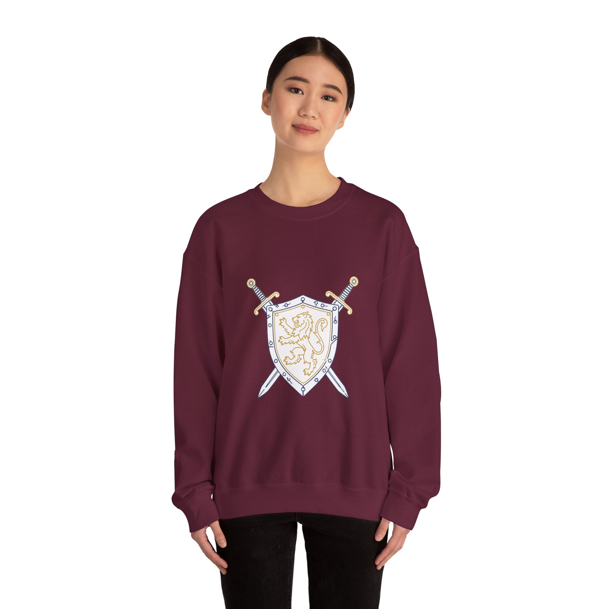 Matching Couple Sweatshirt - Crown & Shield Matching Couple Crewneck Sweatshirt Minimalist Art His Hers Valentine Gift - Design B