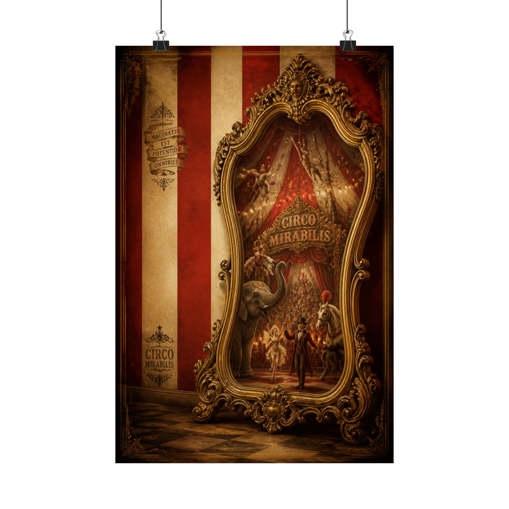 Vintage Mirror Circus Wall Art Poster 18×24 Baroque Home Office Decor Maximalist Print