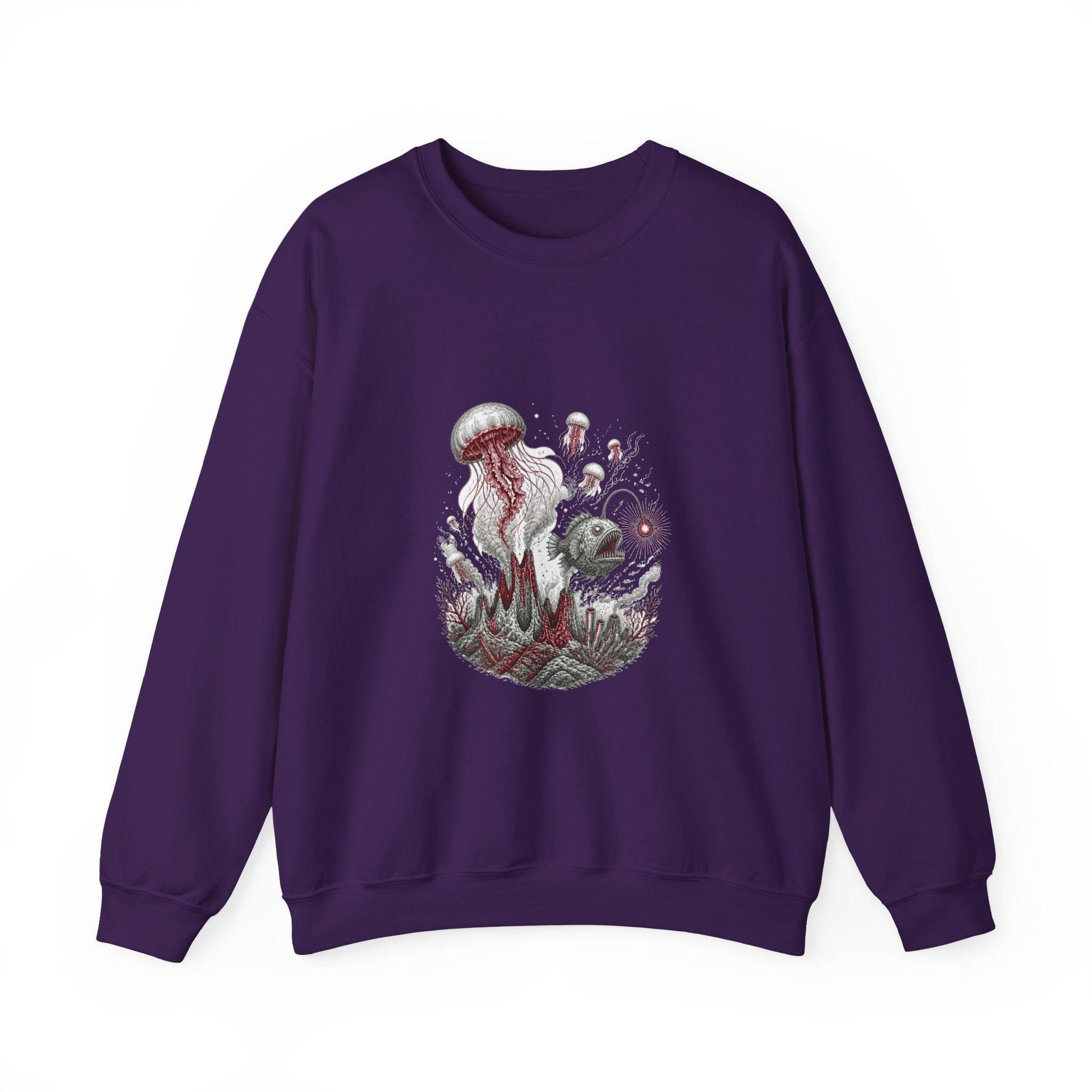 Matching Couple Sweatshirt - Coral Reef & Deep Sea Matching Couple Comfort Colors Crew Hand-Drawn Art His Hers Anniversary Gift - Design B