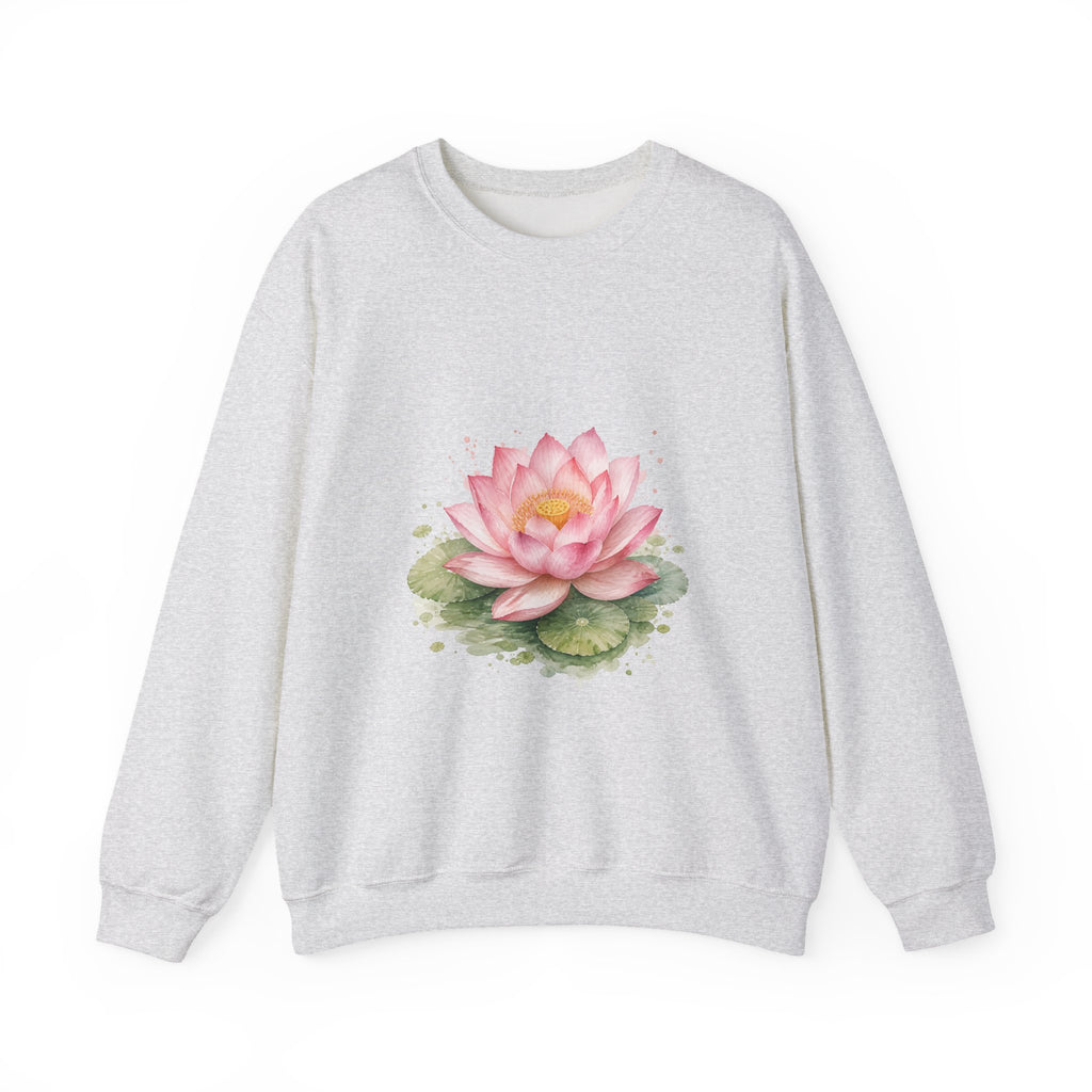 Matching Couple Sweatshirt - Open & Closed Lotus Matching Couple Premium Fleece Sweatshirt Watercolor Art His Hers Birthday Gift - Design A