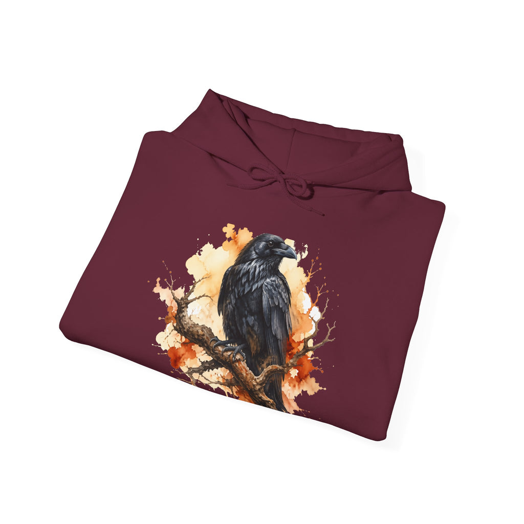 Matching Couple Sweatshirt - Raven & Swan Matching Couple Hooded Sweatshirt Watercolor Art His Hers Engagement Gift - Design A