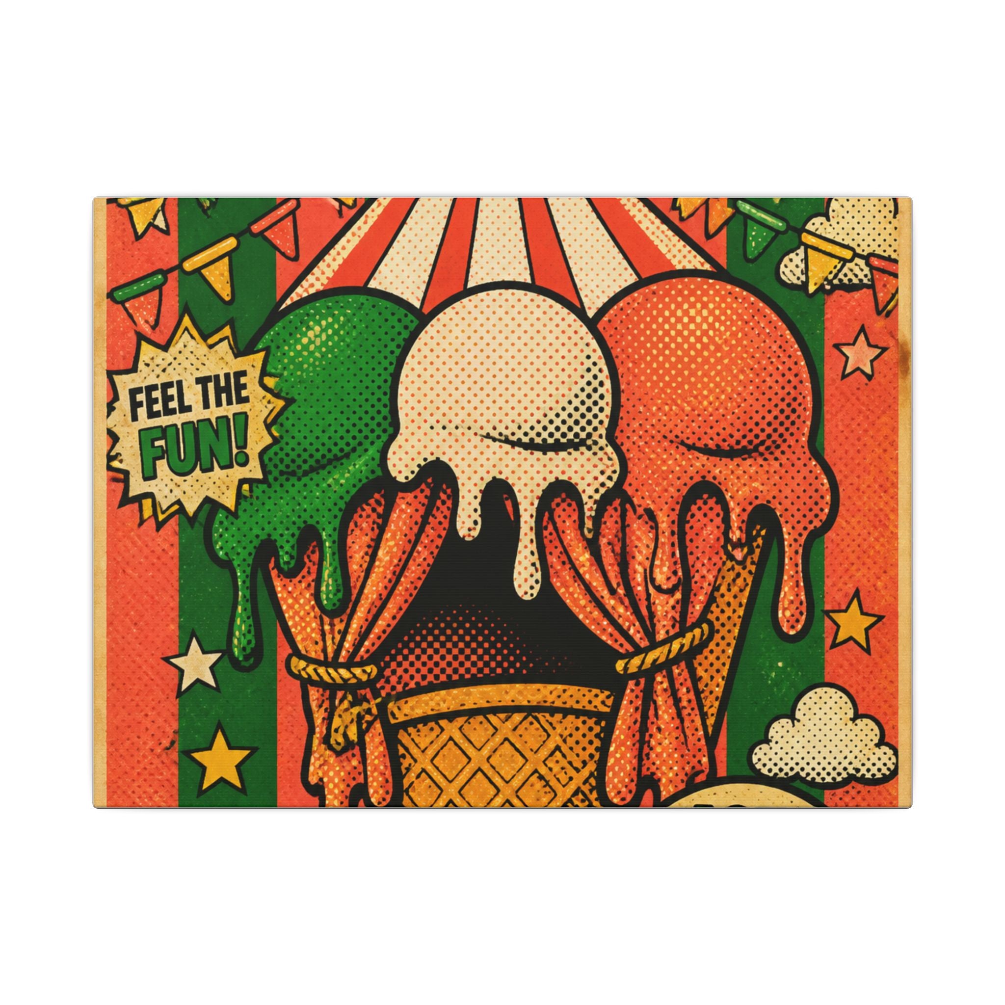 Ice Cream Cone Circus Tent Wall Art Canvas 24×36 Pop Art Restaurant Decor Maximalist Print