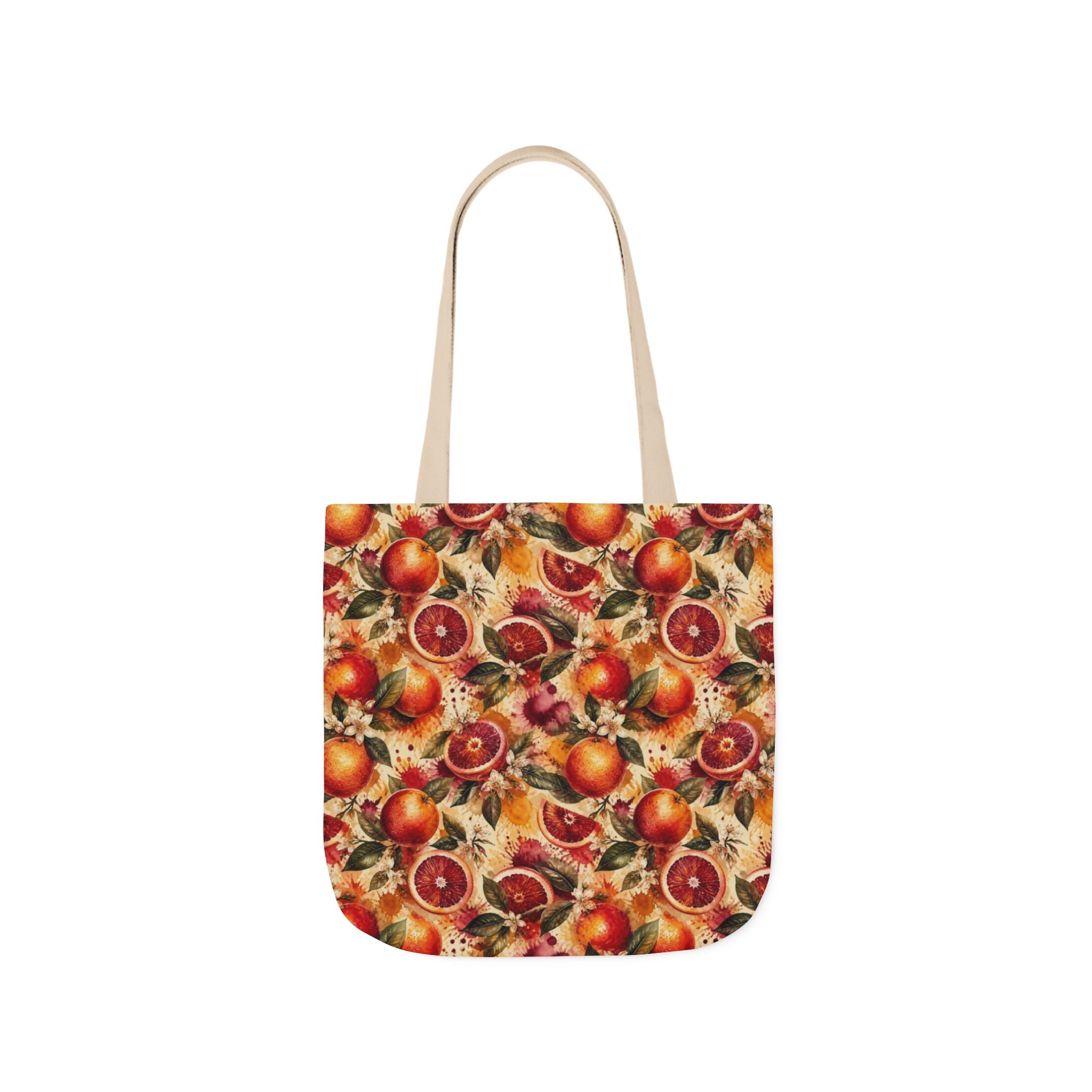 Blood Oranges Canvas Tote Bag Mediterranean Kitchen Watercolor Splash Design Italian Cottagecore Gift