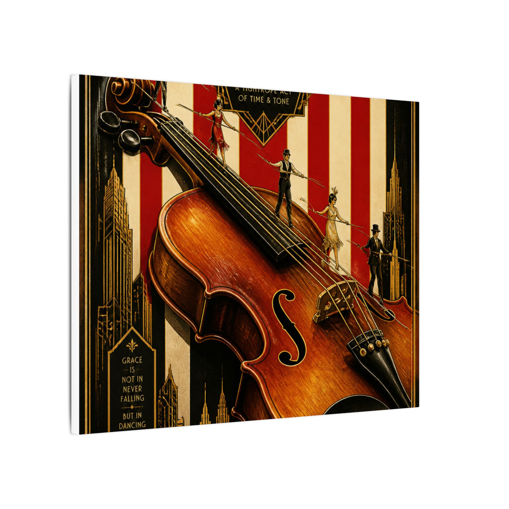 Violin Tightrope Bridge Wall Art Canvas 16×20 Art Deco Entryway Decor Maximalist Print