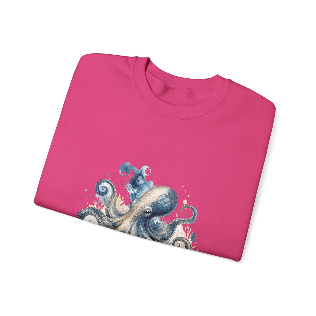Matching Couple Sweatshirt - Octopus & Jellyfish Matching Couple Crewneck Sweatshirt Watercolor Art His Hers Engagement Gift - Design A