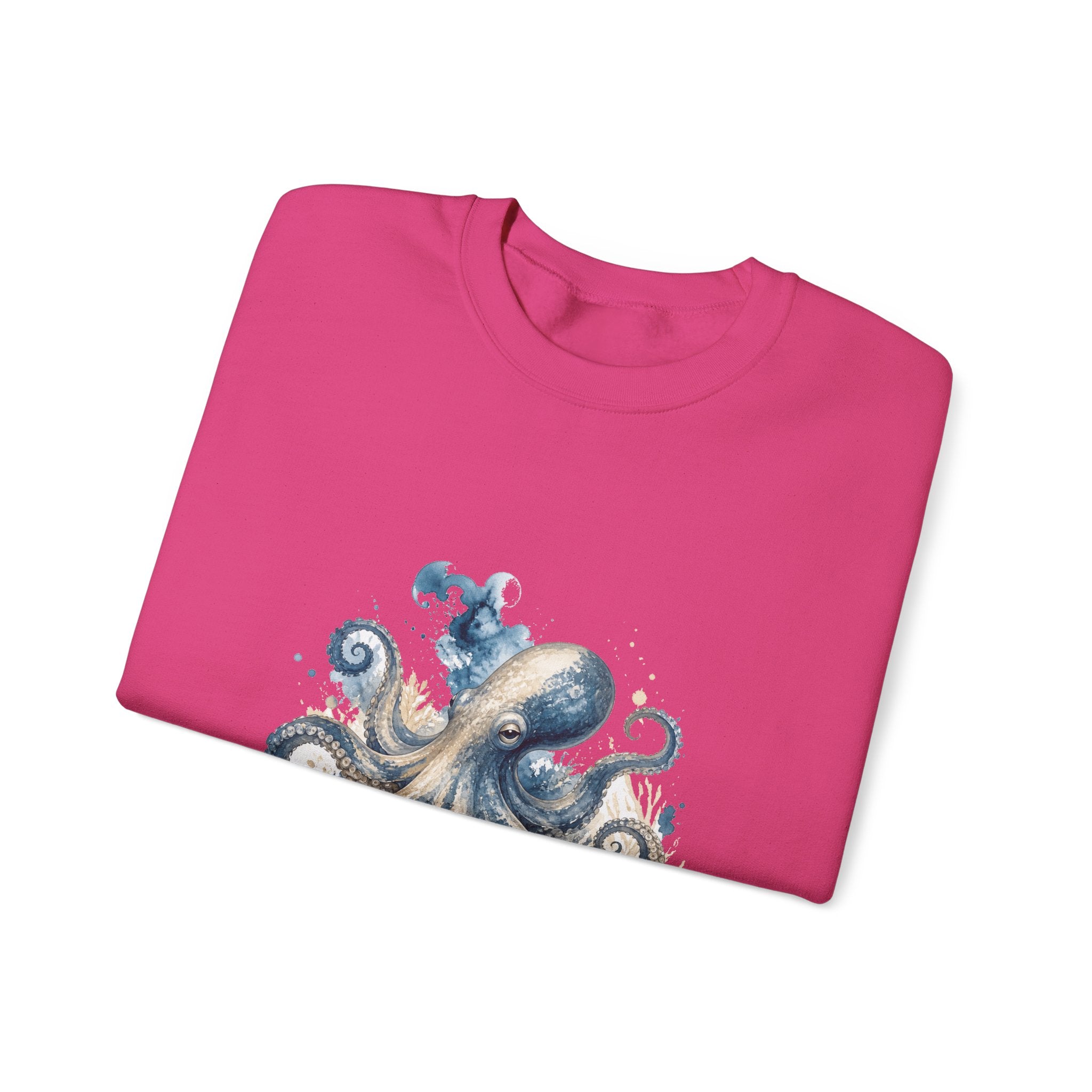 Matching Couple Sweatshirt - Octopus & Jellyfish Matching Couple Crewneck Sweatshirt Watercolor Art His Hers Engagement Gift - Design A