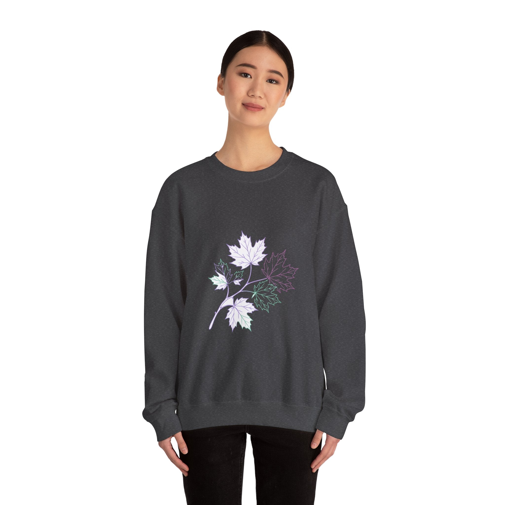 Matching Couple Sweatshirt - Cherry Blossom & Maple Leaf Matching Couple Crewneck Sweatshirt Minimalist Art His Hers Valentine Gift - Design B
