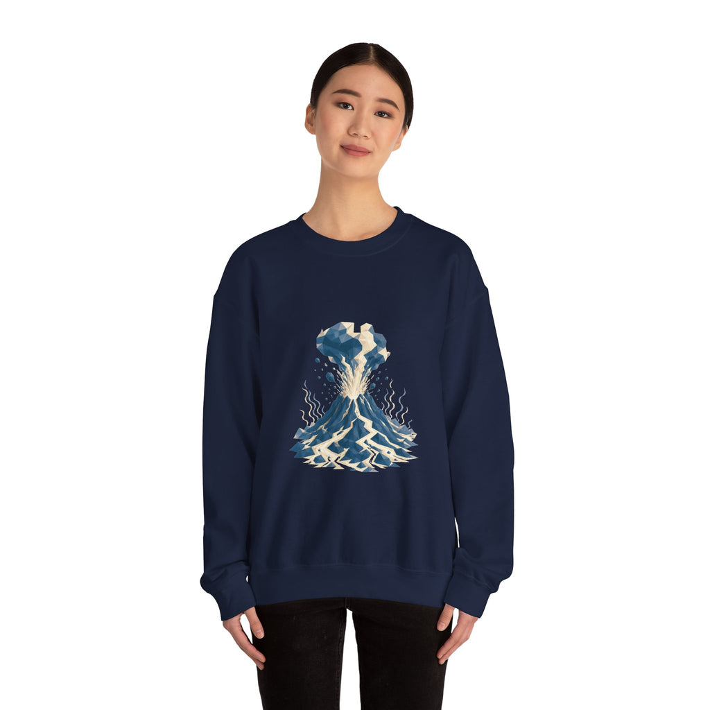 Matching Couple Sweatshirt - Volcano & Glacier Matching Couple Premium Fleece Sweatshirt Geometric Art His Hers Love Gift - Design A