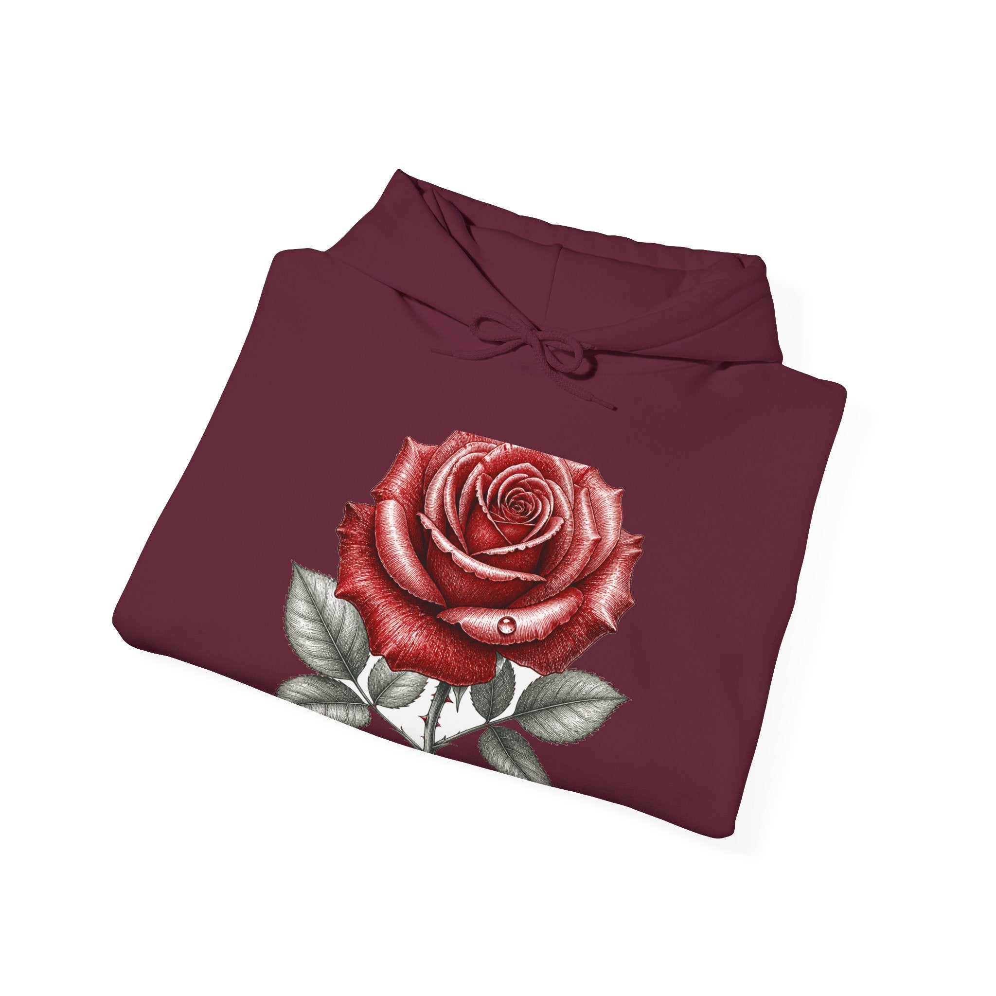 Matching Couple Sweatshirt - Rose & Thorn Matching Couple Hooded Sweatshirt Hand-Drawn Art His Hers Best Friend Gift - Design A