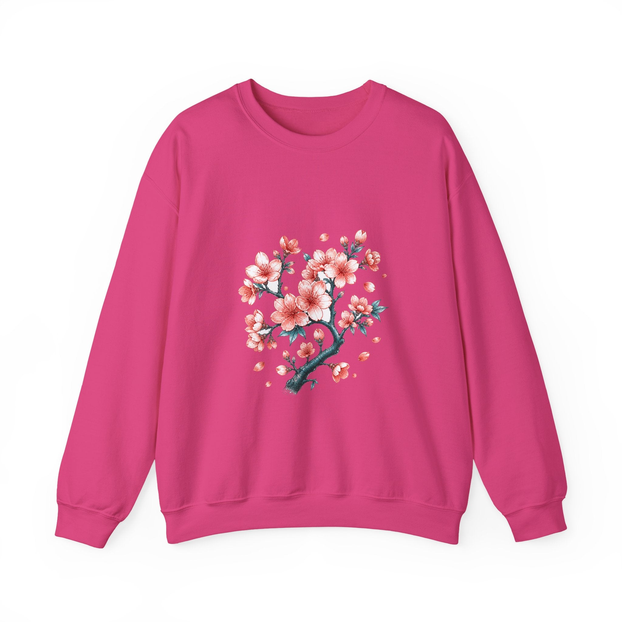 Matching Couple Sweatshirt - Cherry Blossom & Maple Leaf Matching Couple Premium Fleece Sweatshirt Hand-Drawn Art His Hers Anniversary Gift - Design A