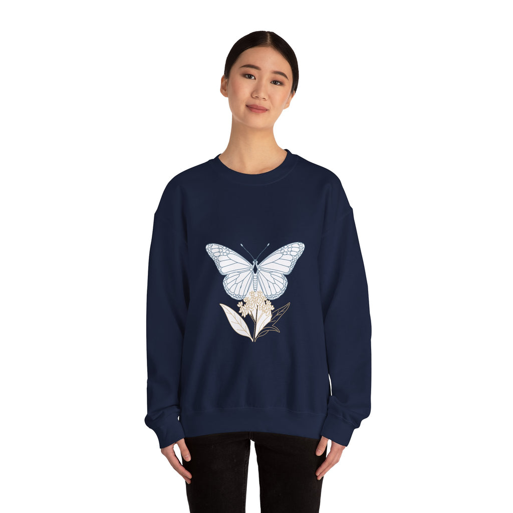 Matching Couple Sweatshirt - Butterfly & Moth Matching Couple Comfort Colors Crew Minimalist Art His Hers Christmas Gift - Design A