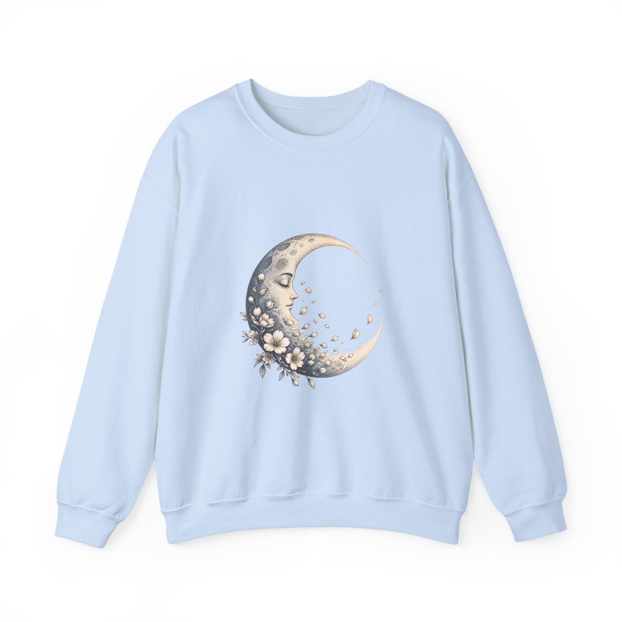 Matching Couple Sweatshirt - Waxing & Waning Moon Matching Couple Premium Fleece Sweatshirt Hand-Drawn Art His Hers Anniversary Gift - Design B