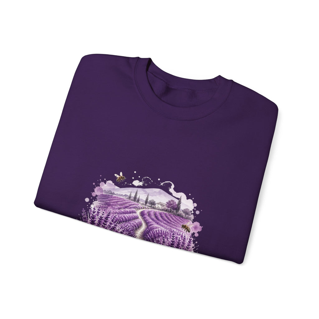 Matching Couple Sweatshirt - Lavender Fields & Canyon Matching Couple Crewneck Sweatshirt Watercolor Art His Hers Engagement Gift - Design A