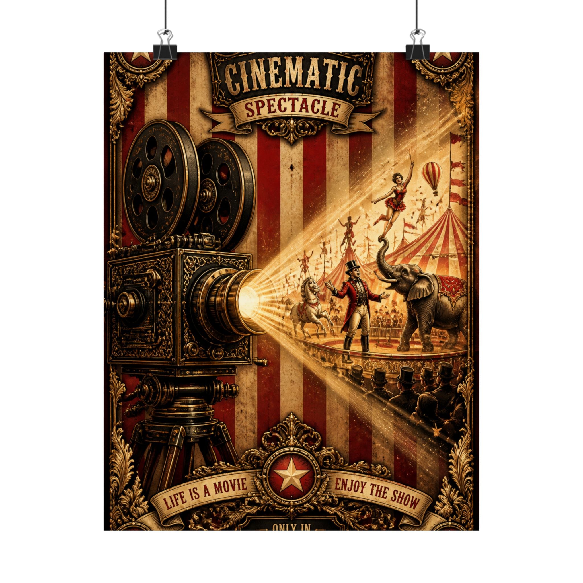 Film Camera Projector Show Wall Art Poster 24×36 Baroque Studio Decor Maximalist Print