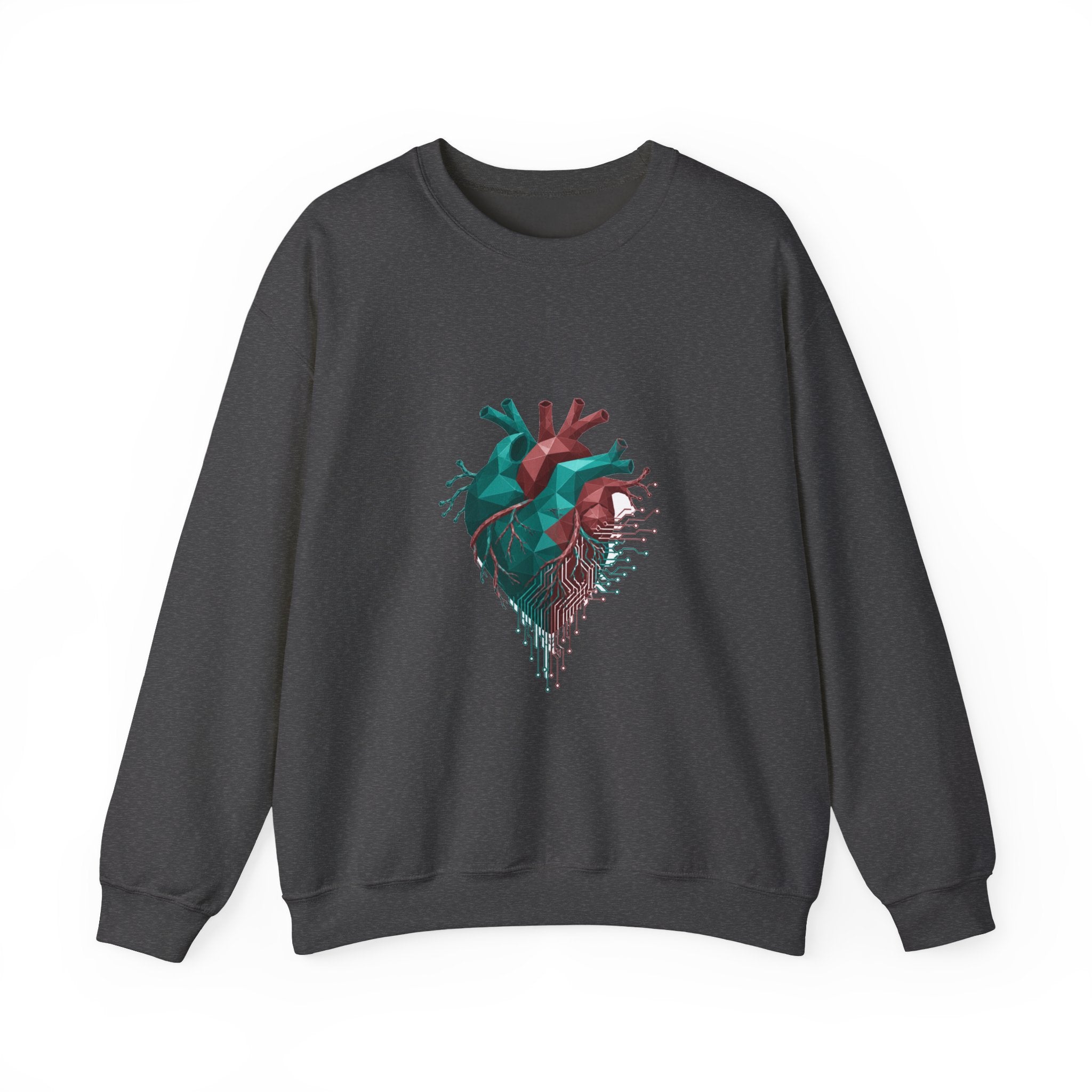 Matching Couple Sweatshirt - Robot & Heart Matching Couple Comfort Colors Crew Geometric Art His Hers Love Gift - Design B