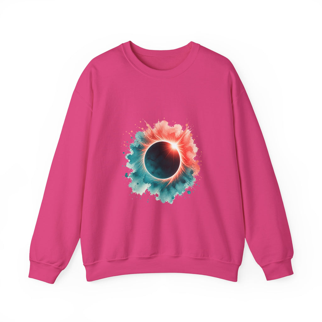 Matching Couple Sweatshirt - Solar & Lunar Eclipse Matching Couple Crewneck Sweatshirt Watercolor Art His Hers Engagement Gift - Design A