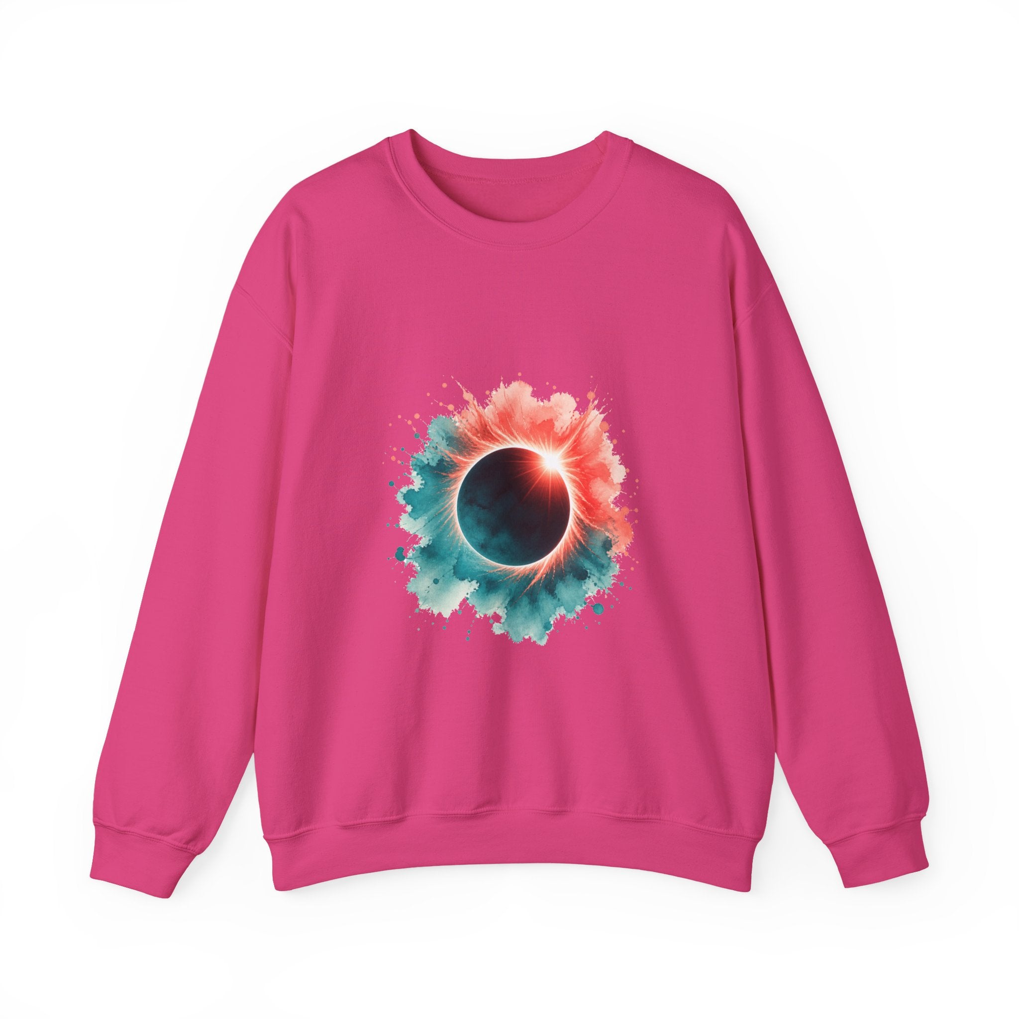 Matching Couple Sweatshirt - Solar & Lunar Eclipse Matching Couple Crewneck Sweatshirt Watercolor Art His Hers Engagement Gift - Design A