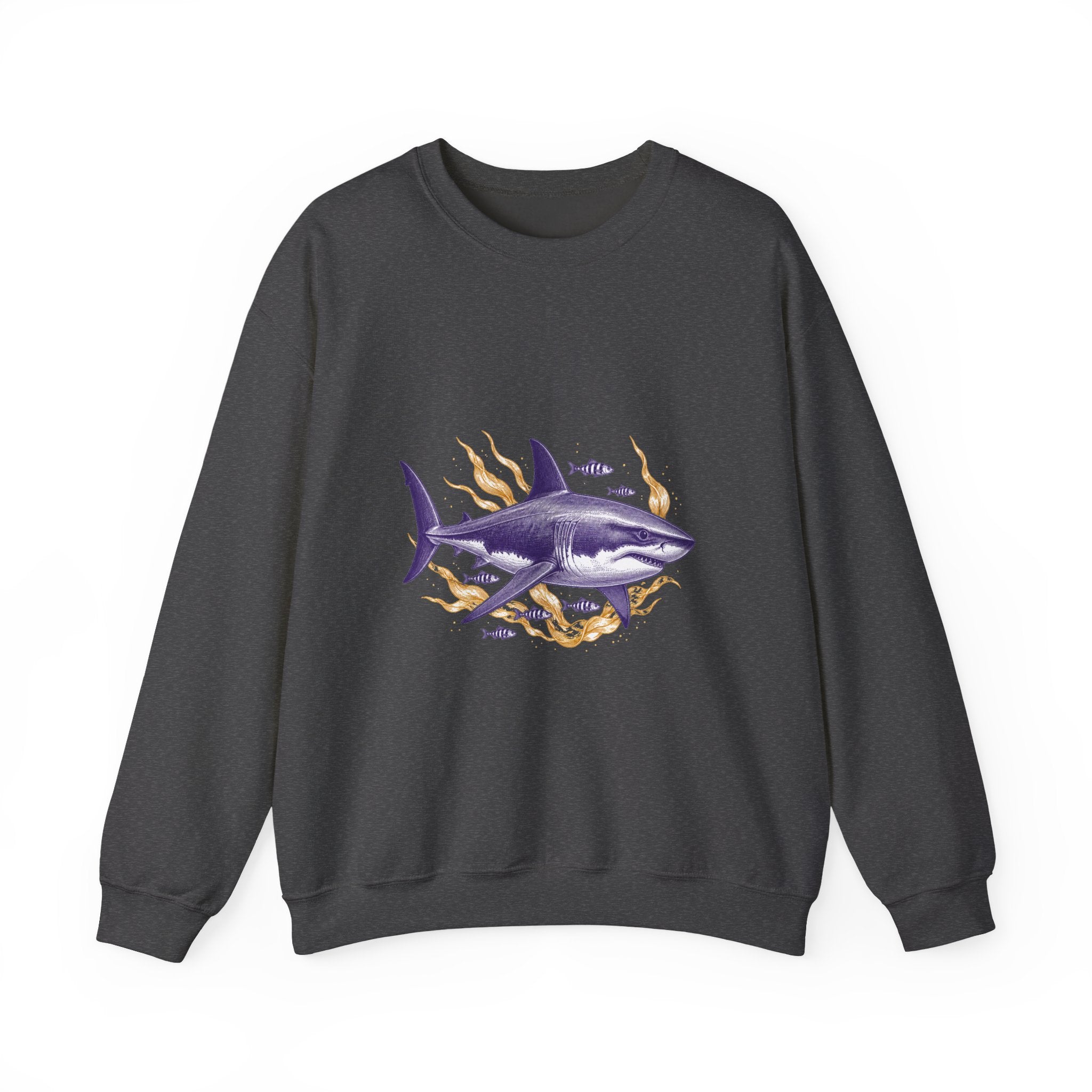 Matching Couple Sweatshirt - Shark & Dolphin Matching Couple Crewneck Sweatshirt Vintage Art His Hers Wedding Gift - Design A