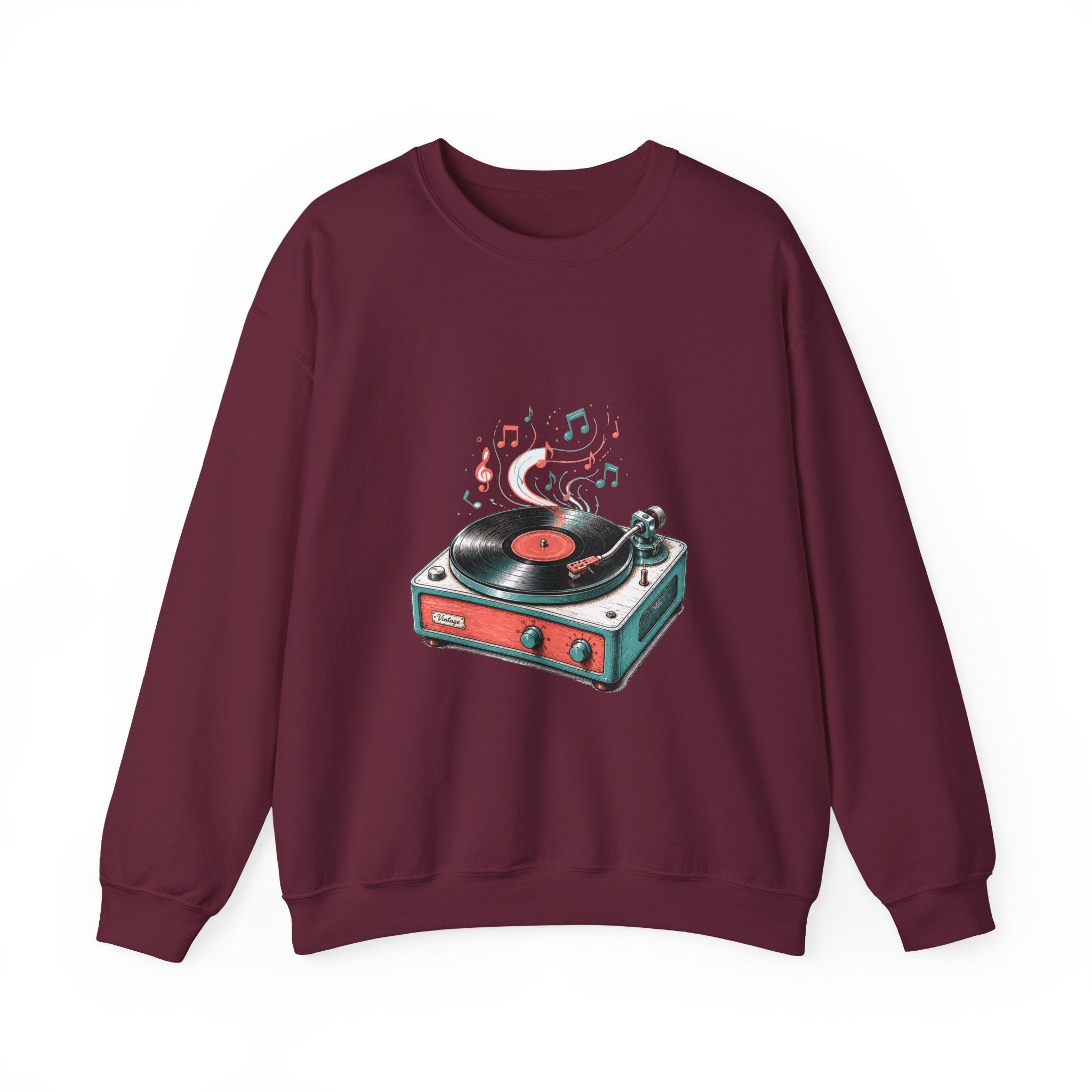 Matching Couple Sweatshirt - Vinyl & Cassette Matching Couple Comfort Colors Crew Hand-Drawn Art His Hers Anniversary Gift - Design A