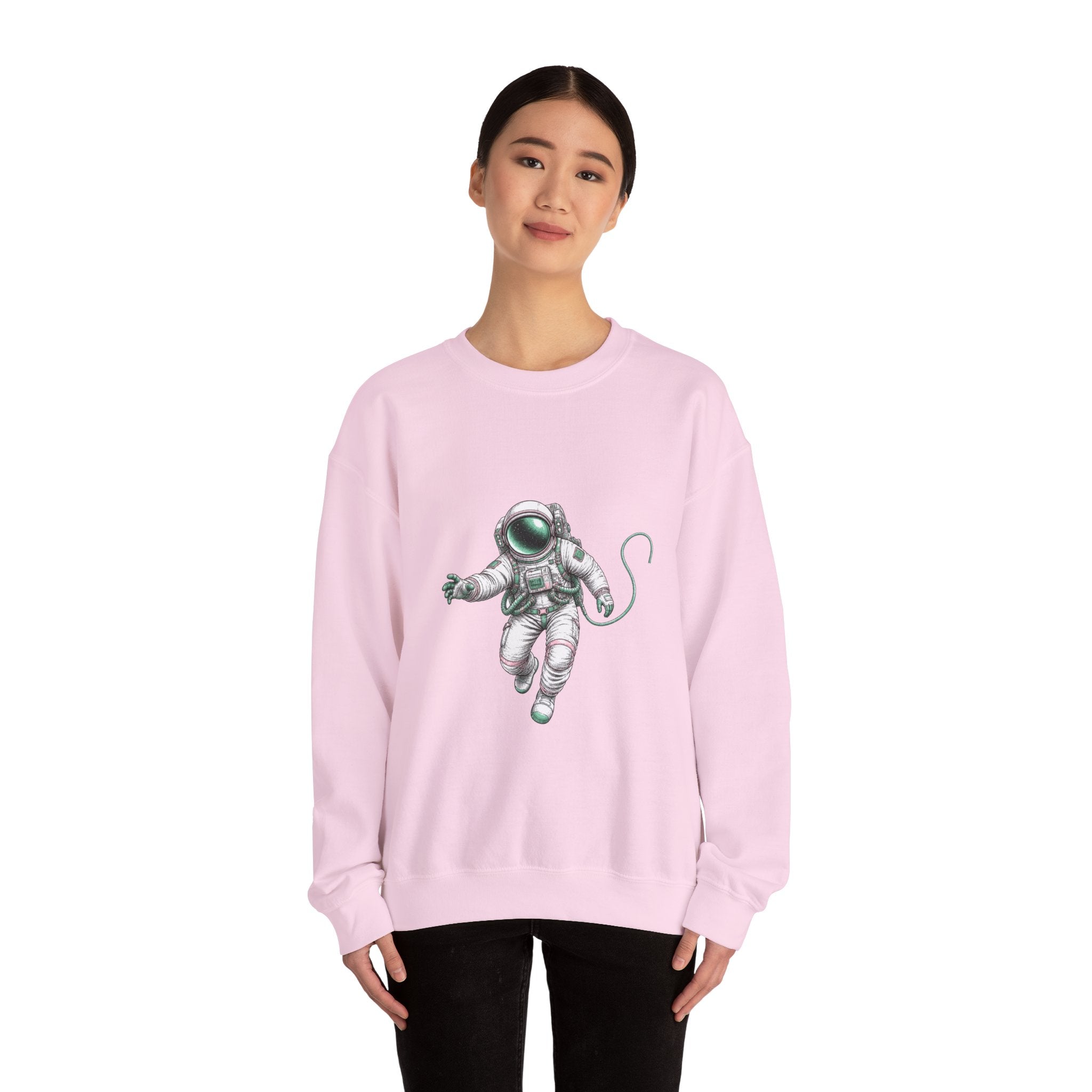 Matching Couple Sweatshirt - Astronaut & Planet Matching Couple Premium Fleece Sweatshirt Hand-Drawn Art His Hers Anniversary Gift - Design A