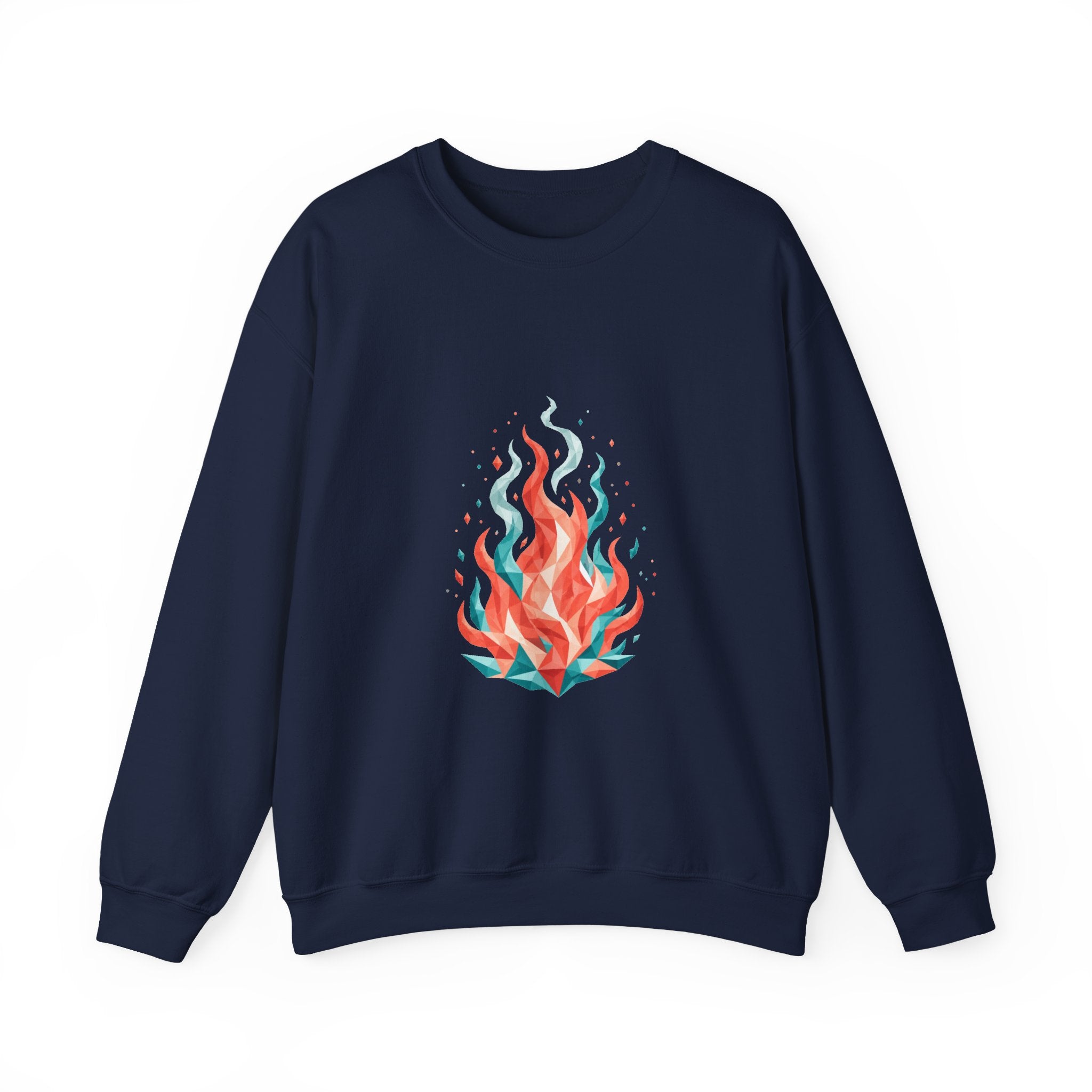 Matching Couple Sweatshirt - Wildfire & Waterfall Matching Couple Premium Fleece Sweatshirt Geometric Art His Hers Love Gift - Design A