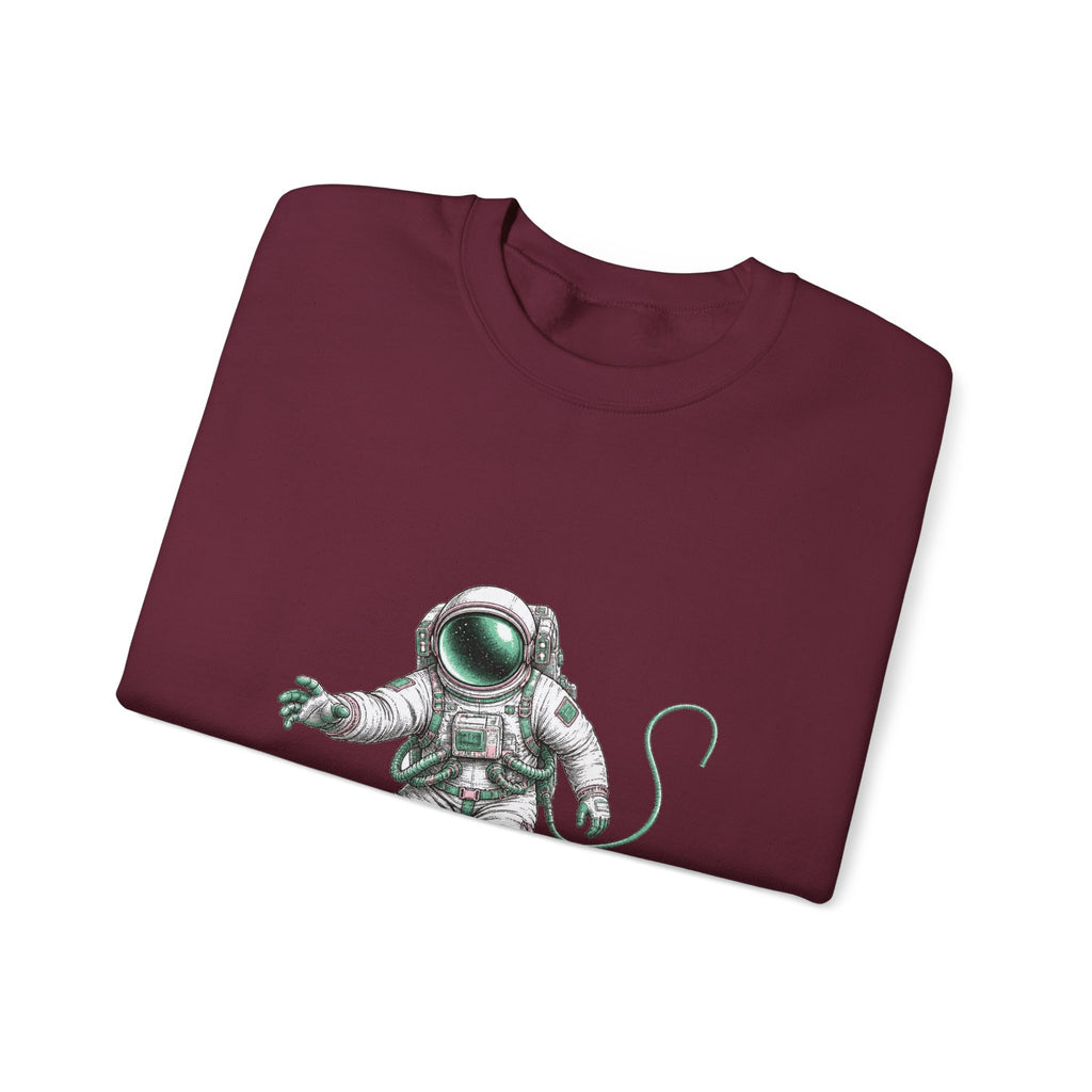 Matching Couple Sweatshirt - Astronaut & Planet Matching Couple Premium Fleece Sweatshirt Hand-Drawn Art His Hers Anniversary Gift - Design A