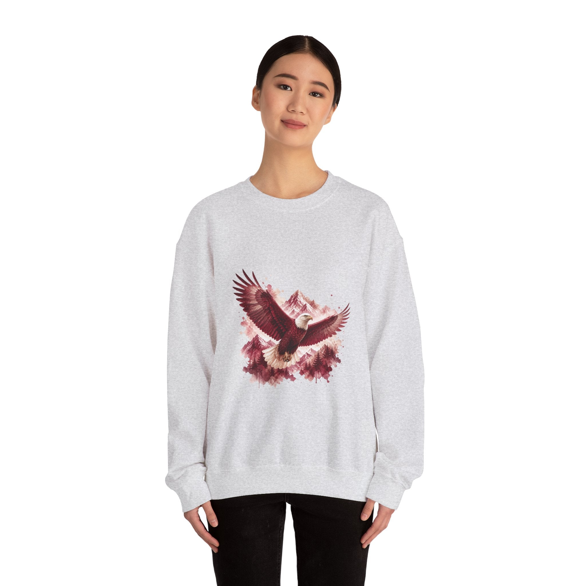Matching Couple Sweatshirt - Eagle & Whale Matching Couple Crewneck Sweatshirt Watercolor Art His Hers Engagement Gift - Design A