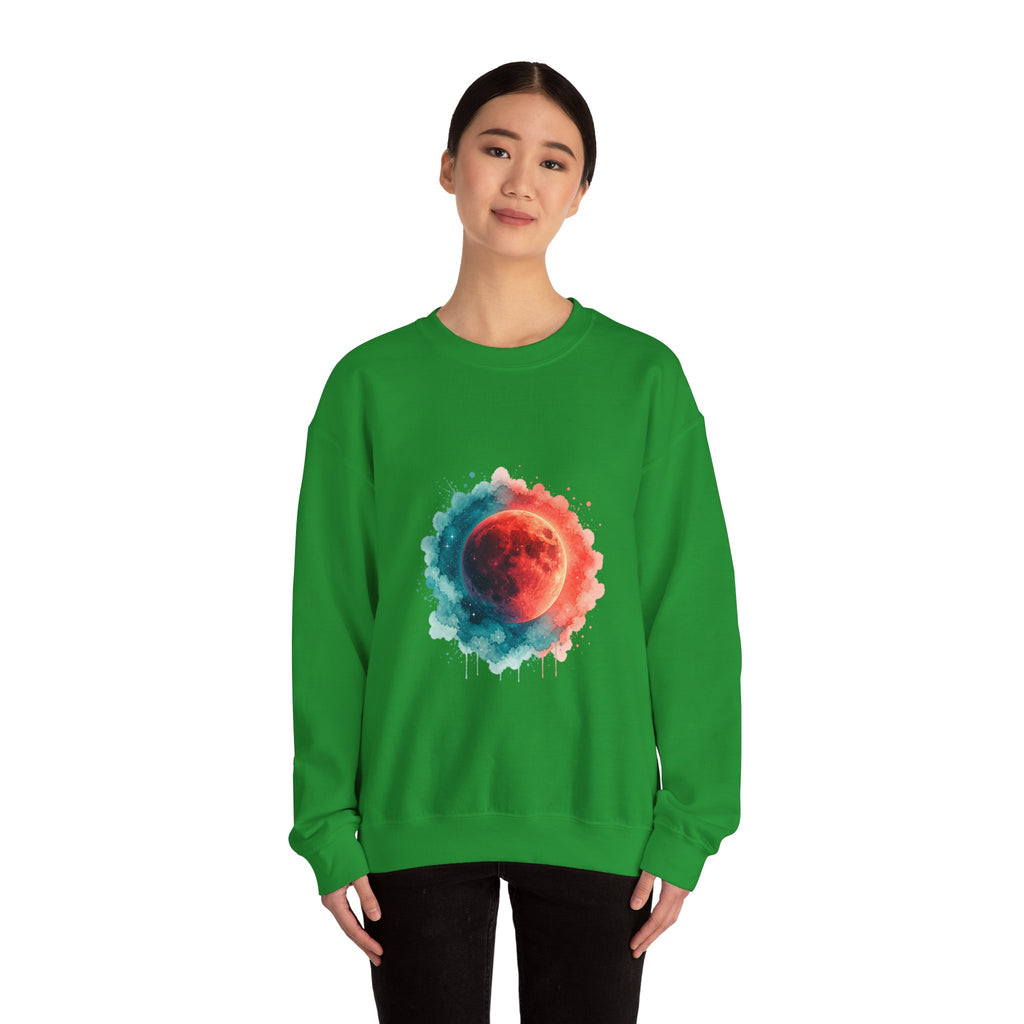 Matching Couple Sweatshirt - Solar & Lunar Eclipse Matching Couple Crewneck Sweatshirt Watercolor Art His Hers Engagement Gift - Design B