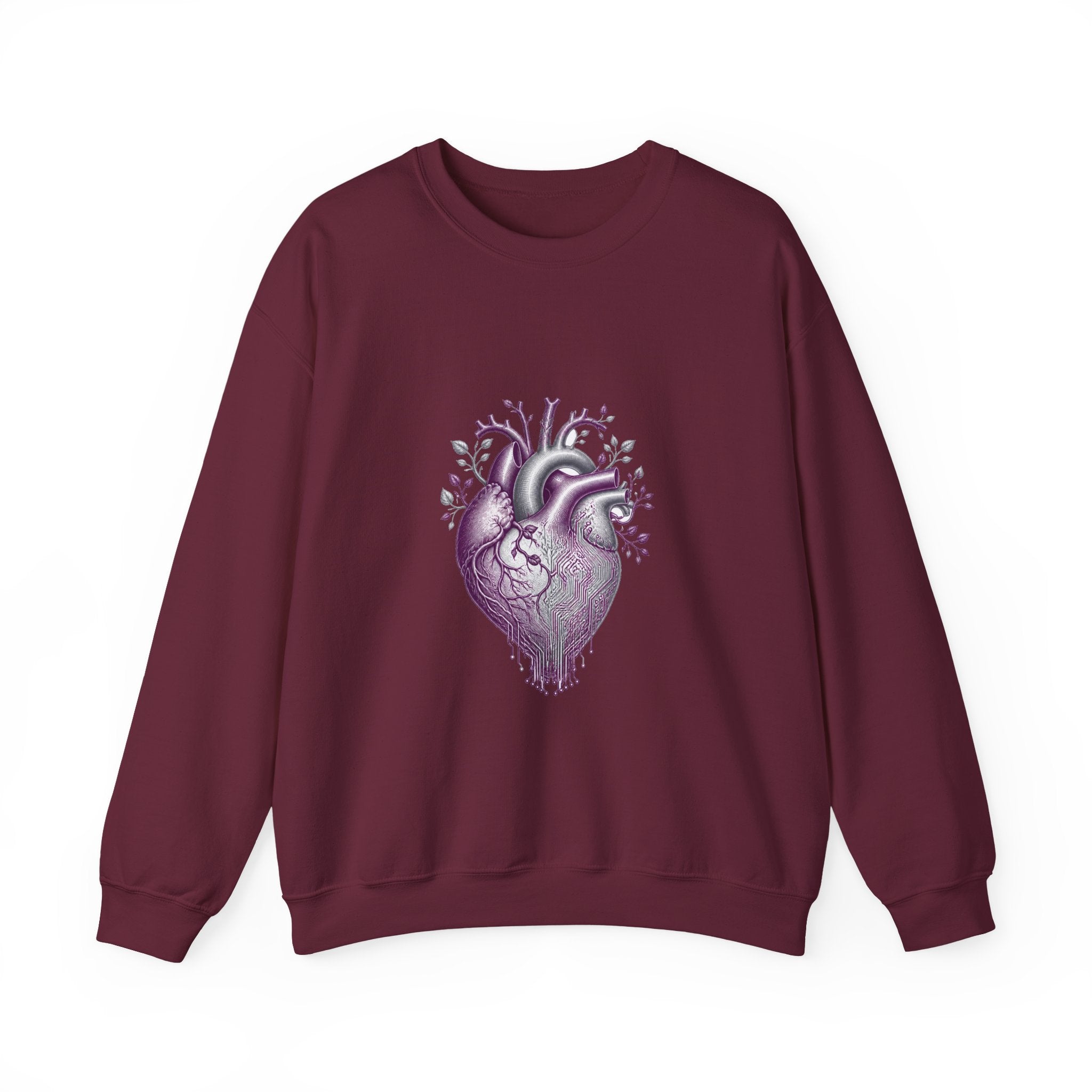 Matching Couple Sweatshirt - Robot & Heart Matching Couple Comfort Colors Crew Vintage Art His Hers Honeymoon Gift - Design B
