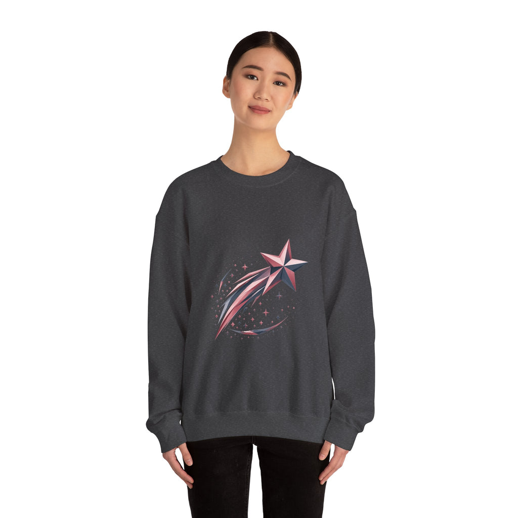 Matching Couple Sweatshirt - Shooting Star & North Star Matching Couple Crewneck Sweatshirt Geometric Art His Hers Couple Gift - Design A