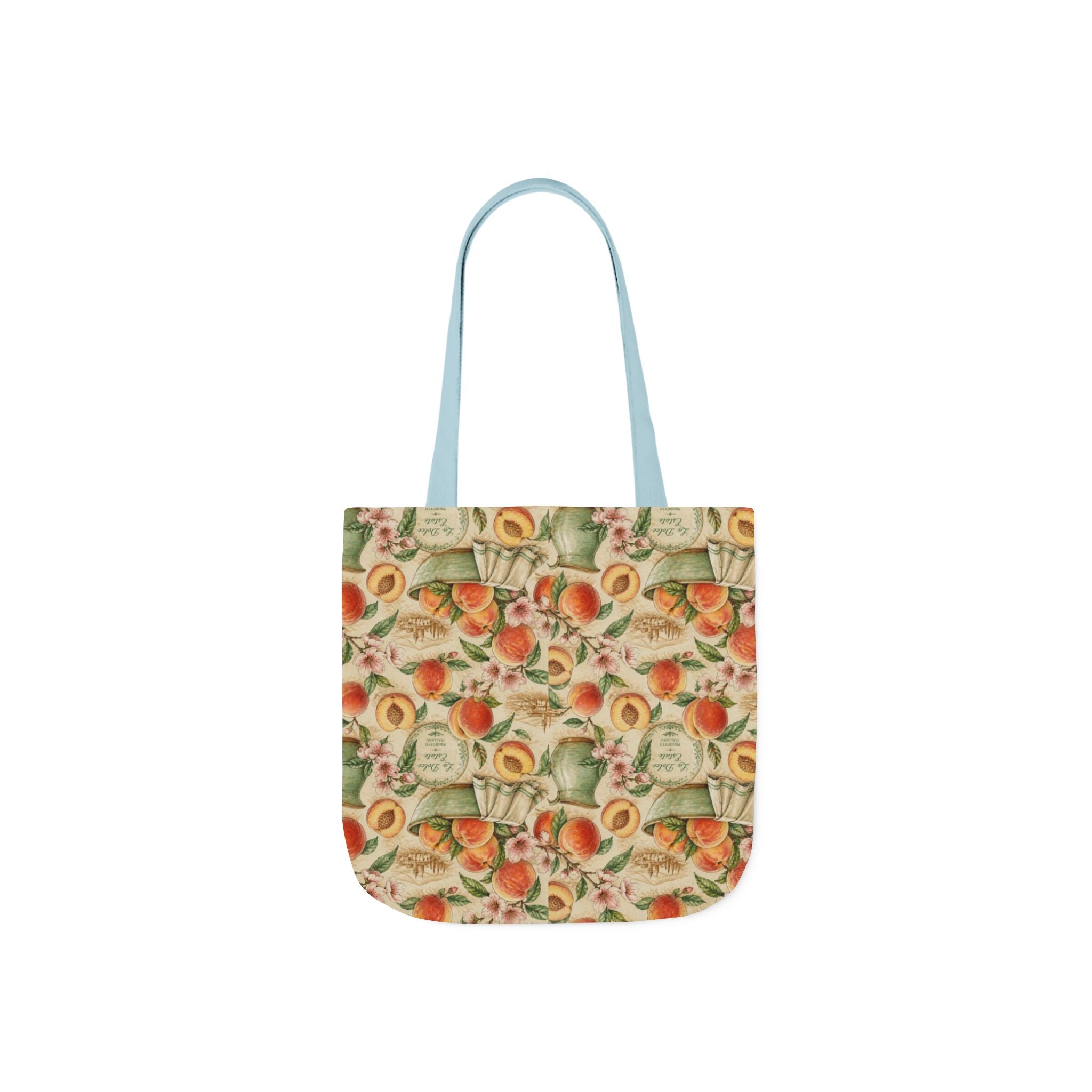 Ripe Peaches Canvas Tote Bag Mediterranean Kitchen Watercolor Design Italian Cottagecore Gift