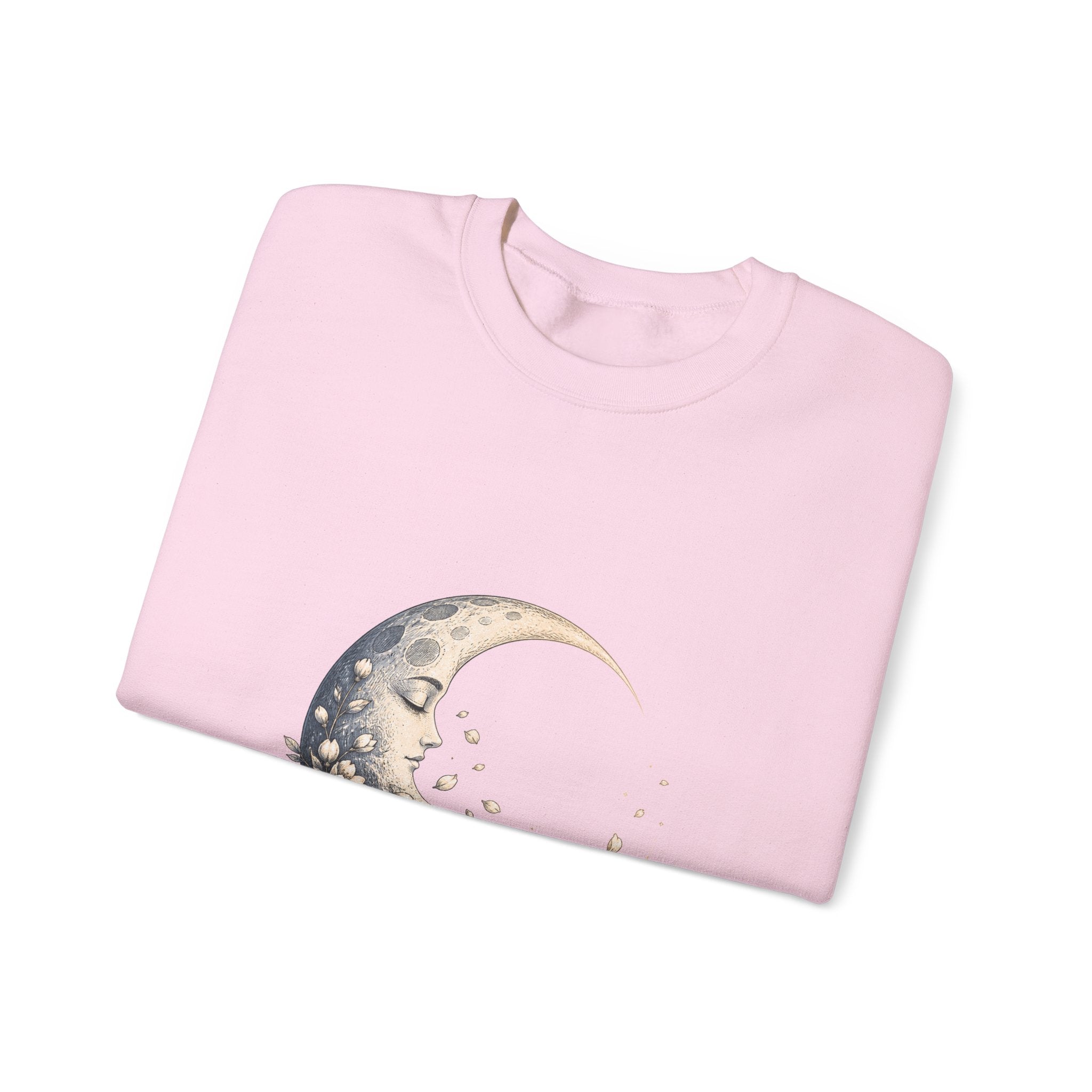 Matching Couple Sweatshirt - Waxing & Waning Moon Matching Couple Premium Fleece Sweatshirt Hand-Drawn Art His Hers Anniversary Gift - Design B