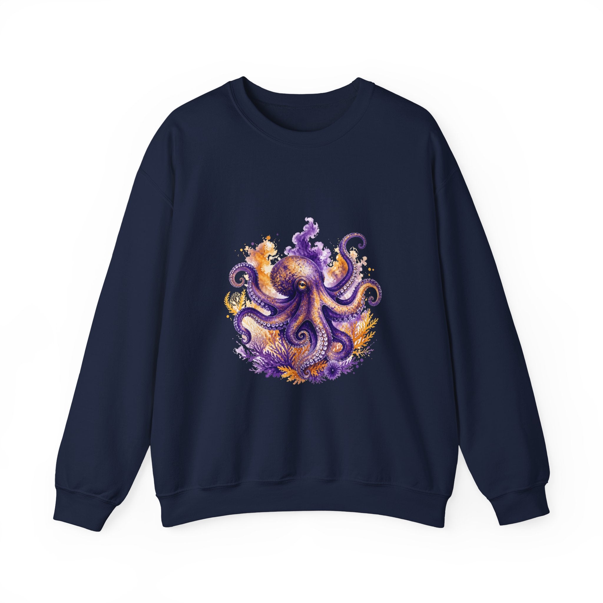 Matching Couple Sweatshirt - Octopus & Jellyfish Matching Couple Comfort Colors Crew Watercolor Art His Hers Birthday Gift - Design A